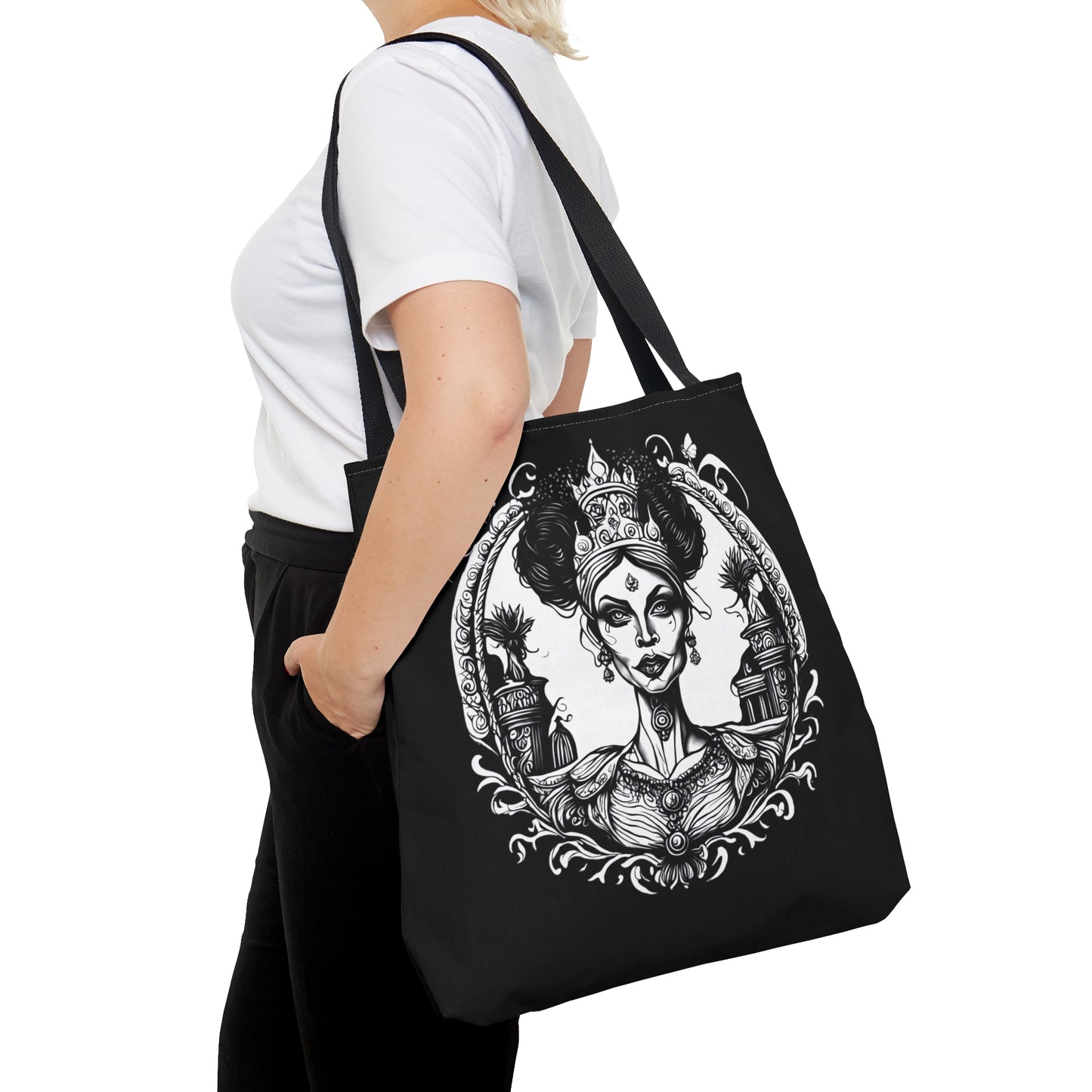 Regal Old Woman with Tiara and Crown Teacher Unisex Tote Bag (AOP)