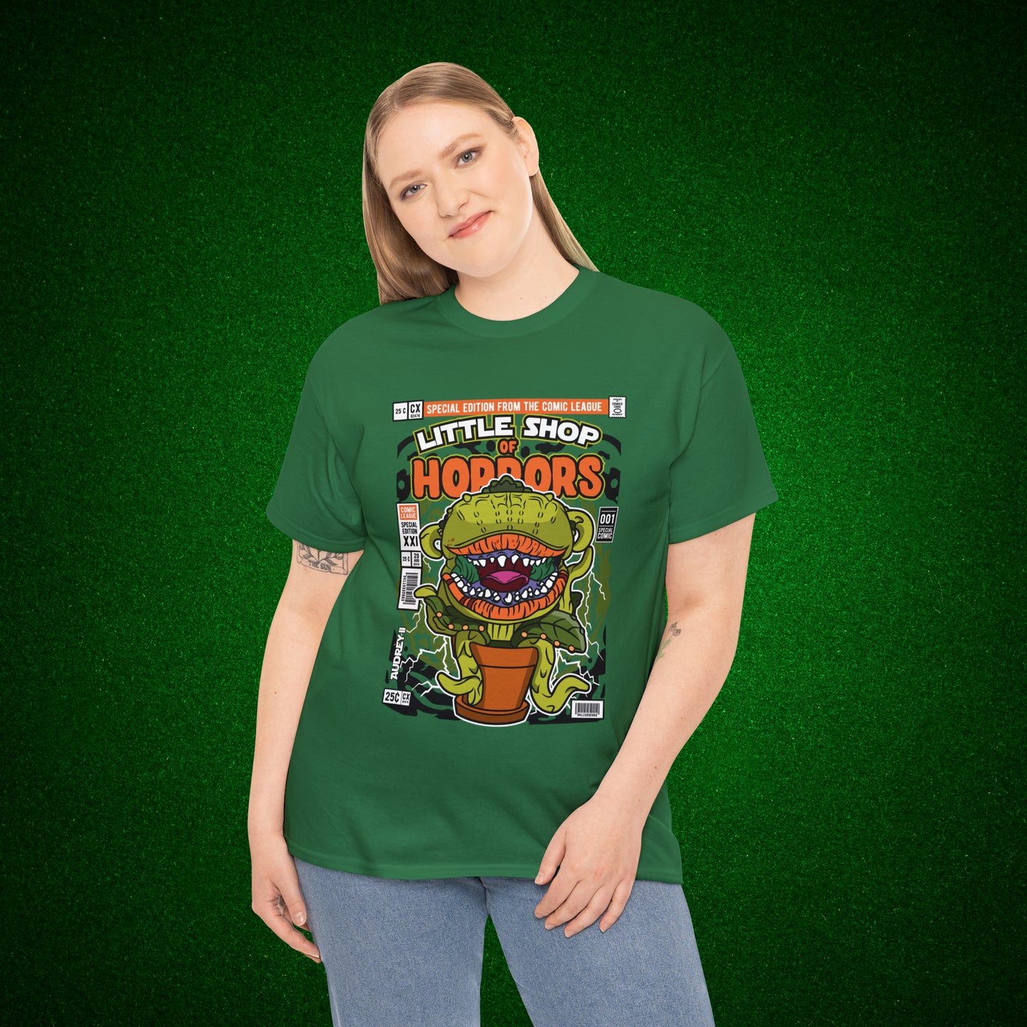 Little Shop of Horrors Audrey Pop Culture Mock Comic Cover heavy cotton T-shirt