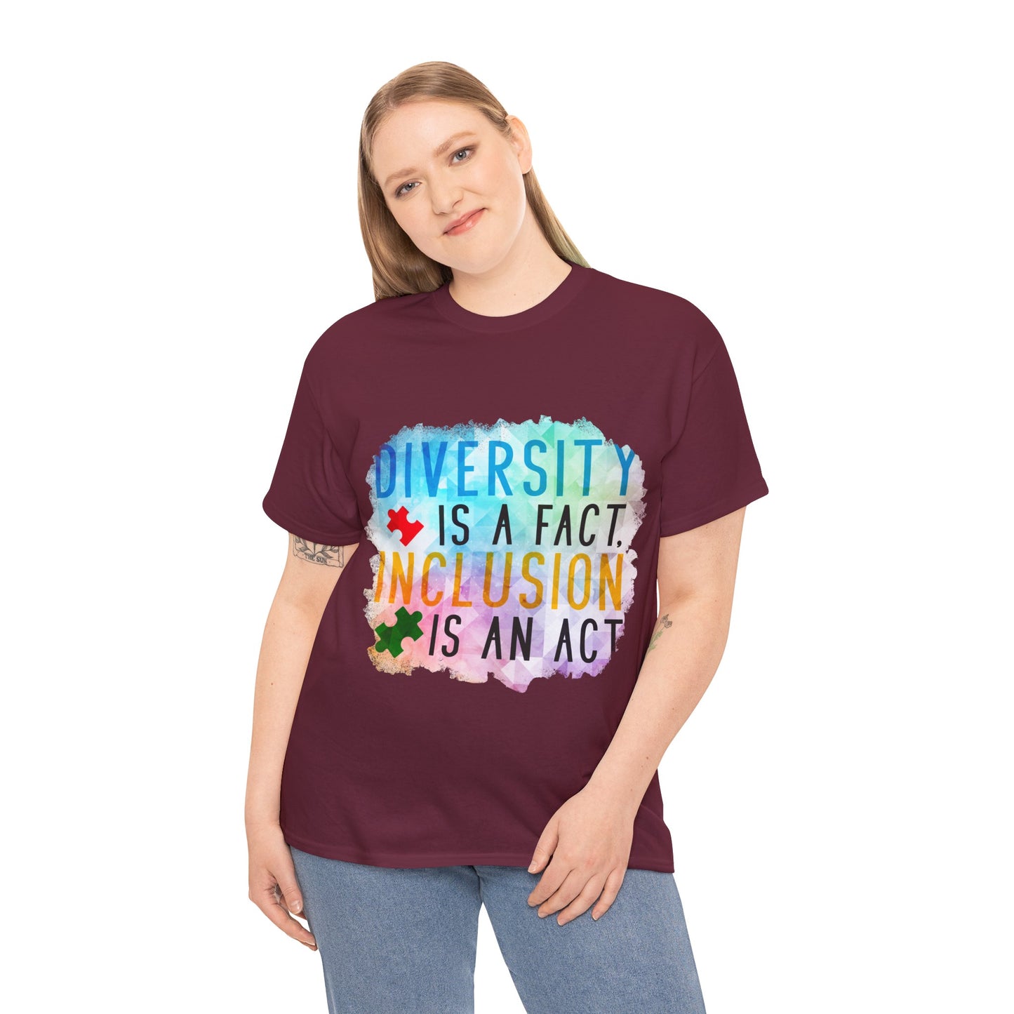 Autism Diversity is a Fact, Inclusion is an Act T-shirt Unisex Heavy Cotton