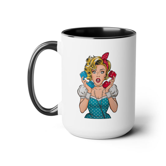 PopArt Girl on Telephone 15oz Coffee Mug