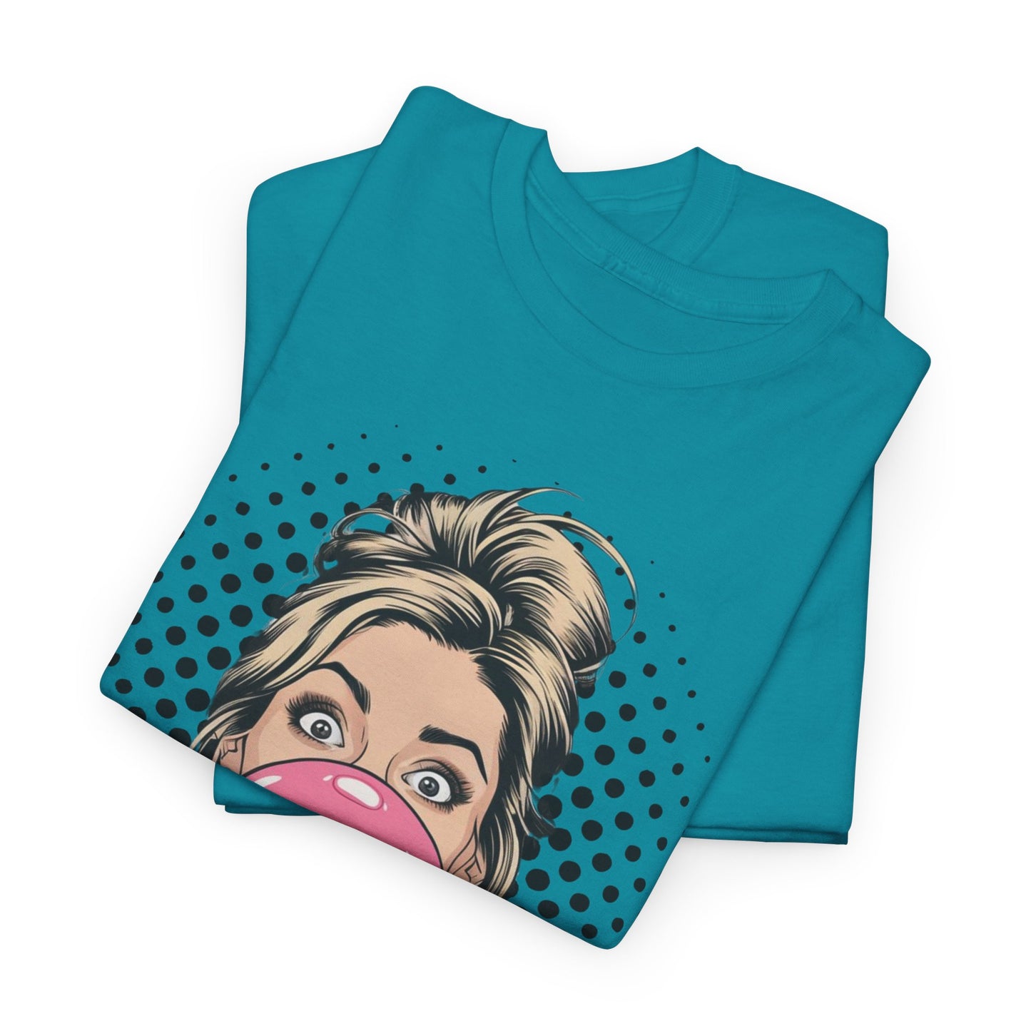 PopArt Girl Bubble Gum Bubble Tshirt unisex heavy cotton