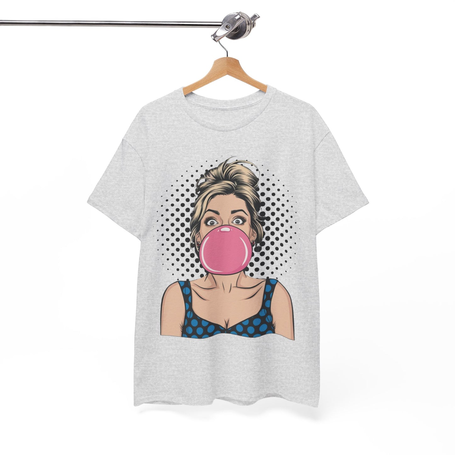 PopArt Girl Bubble Gum Bubble Tshirt unisex heavy cotton