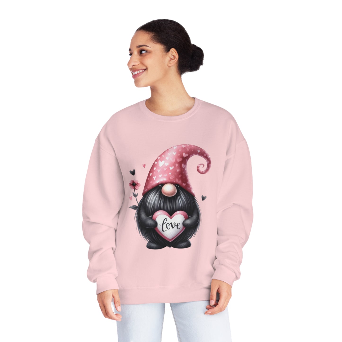 Black Valentine Gnome Unisex NuBlend® Crewneck Sweatshirt