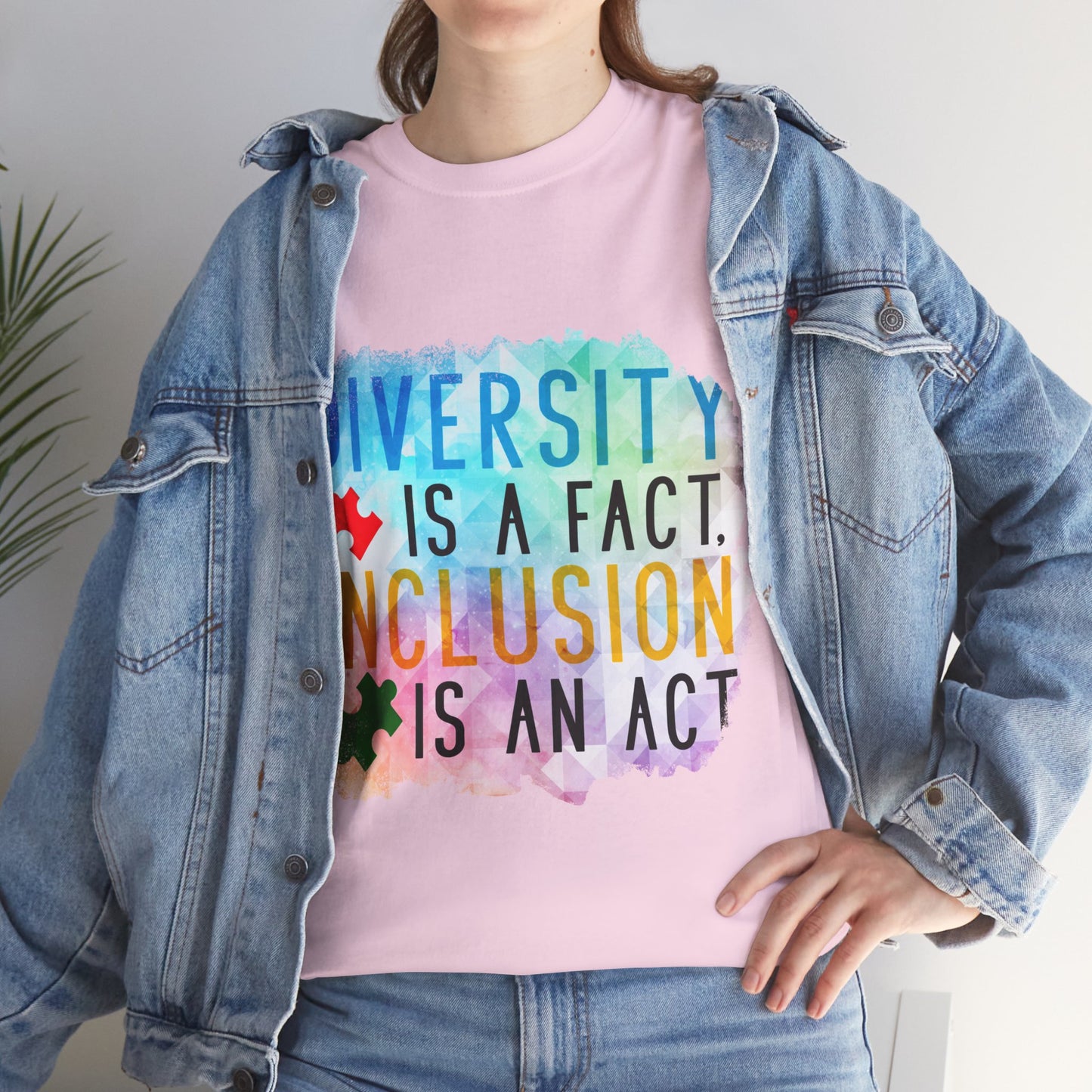 Autism Diversity is a Fact, Inclusion is an Act T-shirt Unisex Heavy Cotton