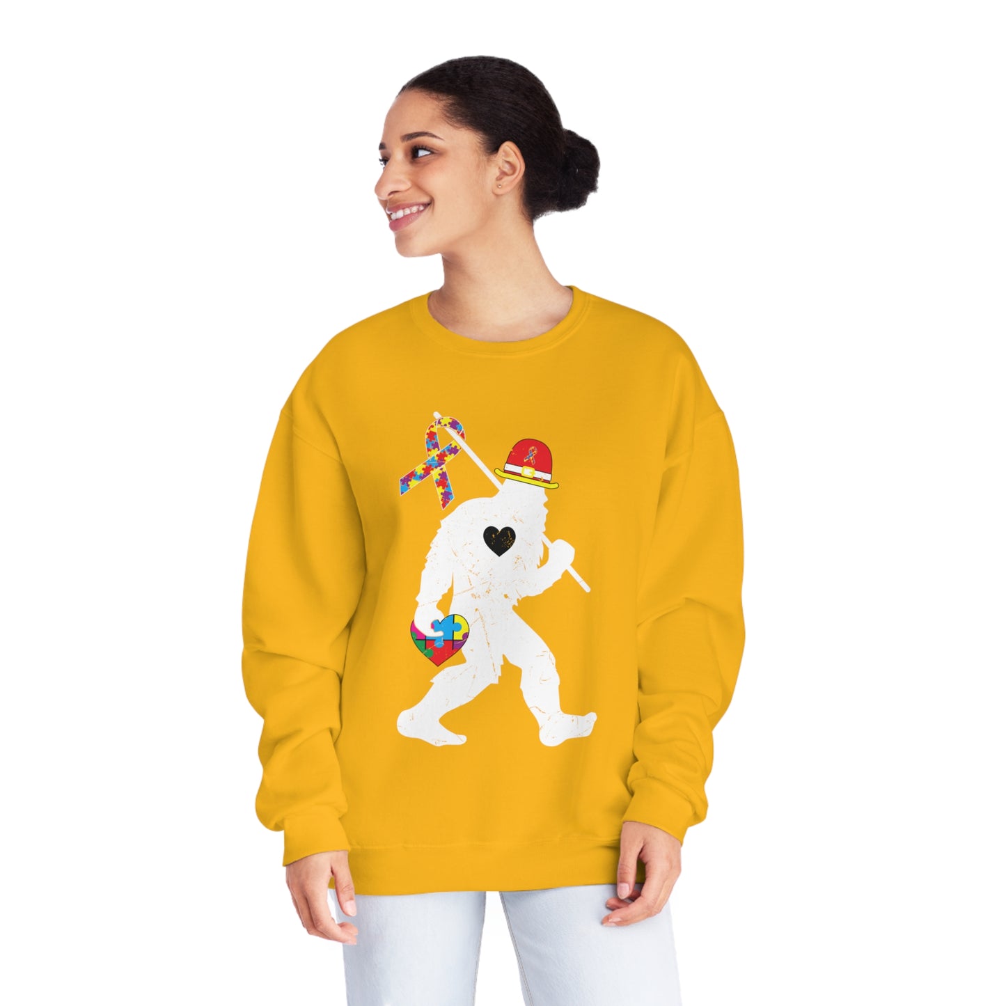 Bigfoot Heart Puzzle Piece Autism Unisex NuBlend® Crewneck Sweatshirt