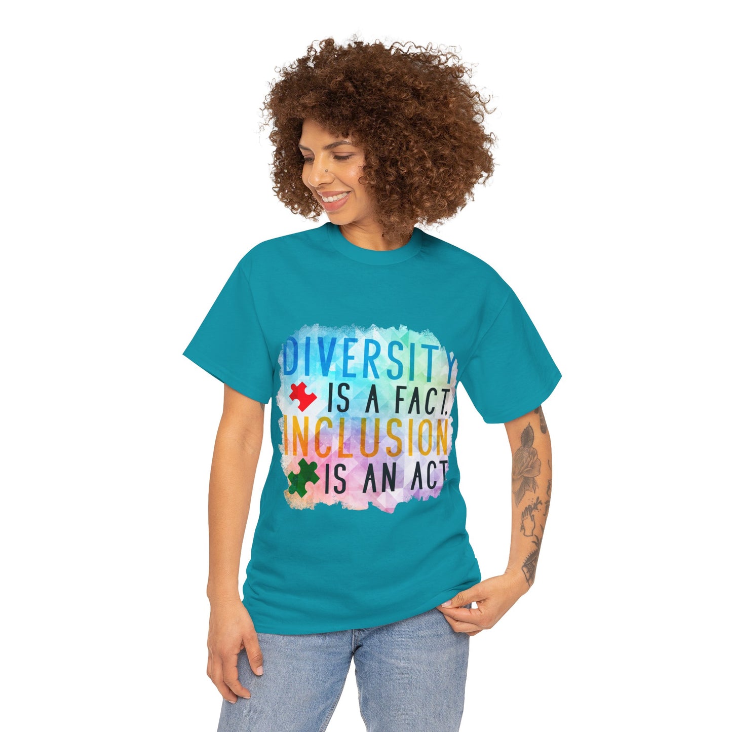 Autism Diversity is a Fact, Inclusion is an Act T-shirt Unisex Heavy Cotton