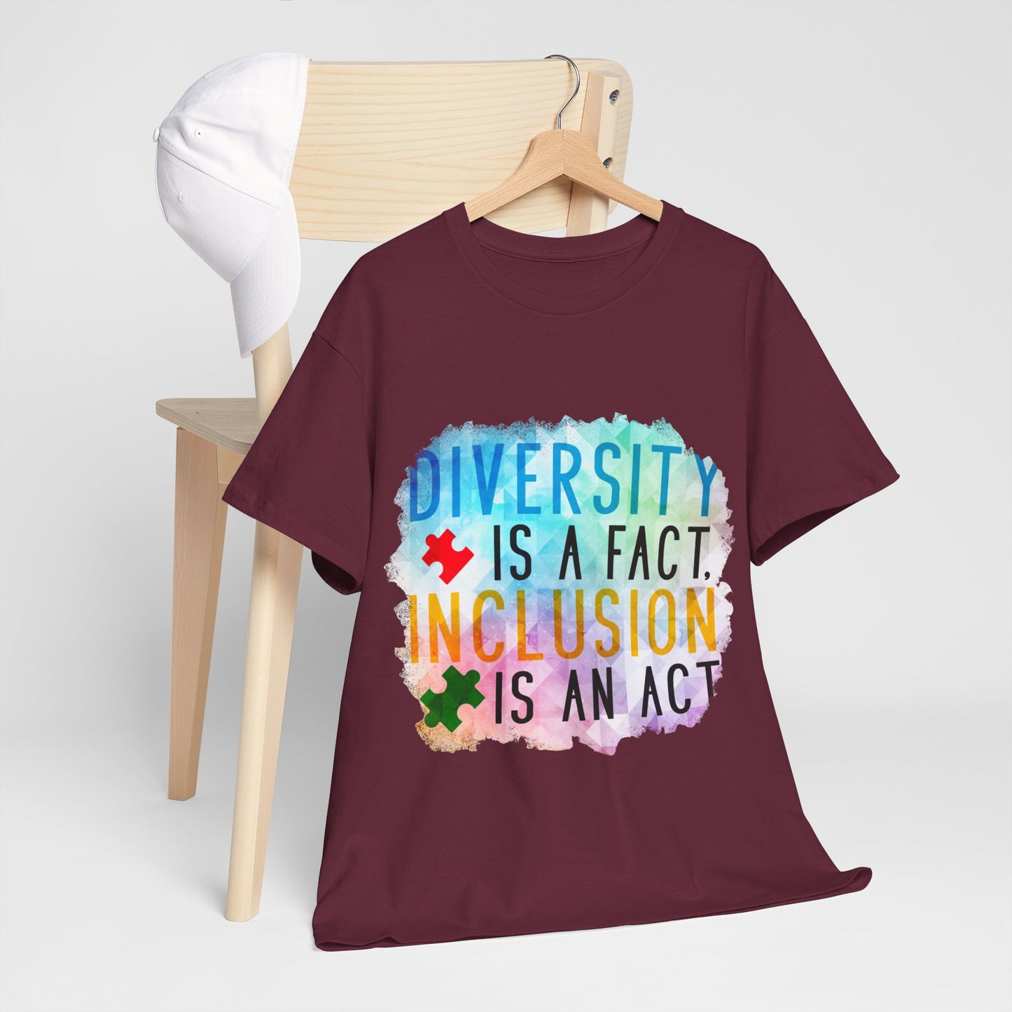 Autism Diversity is a Fact, Inclusion is an Act T-shirt Unisex Heavy Cotton