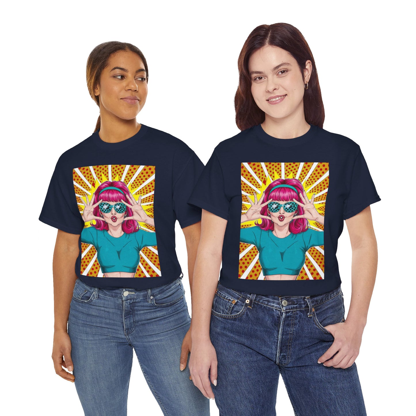 Sexy Retro PopArt Girl Vibrant Colors Unisex heavy cotton Tshirt