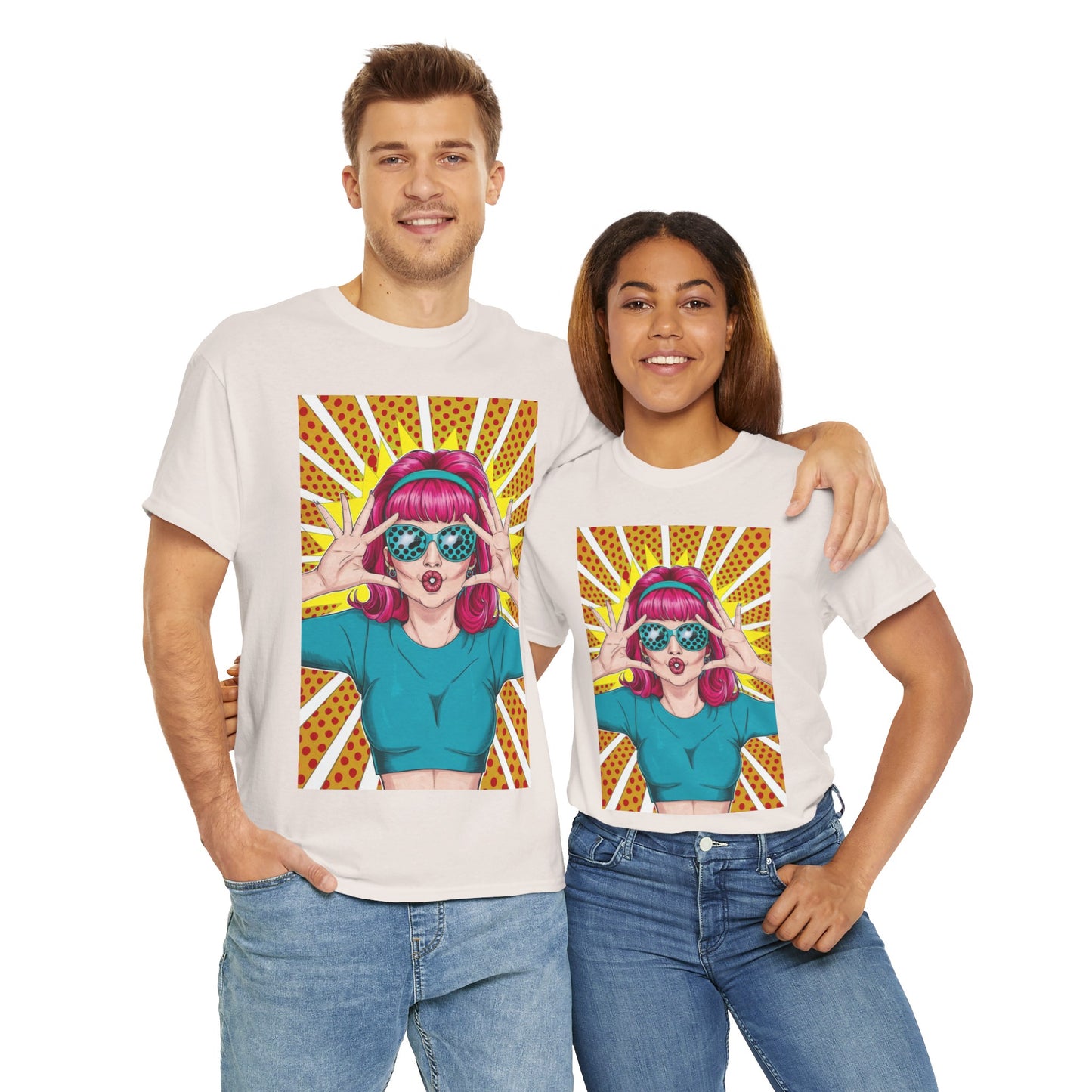 Sexy Retro PopArt Girl Vibrant Colors Unisex heavy cotton Tshirt