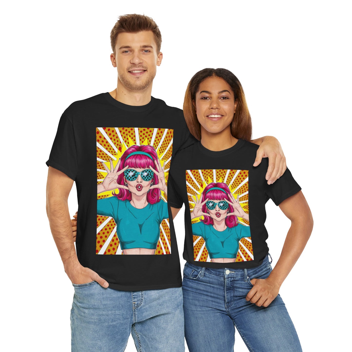 Sexy Retro PopArt Girl Vibrant Colors Unisex heavy cotton Tshirt