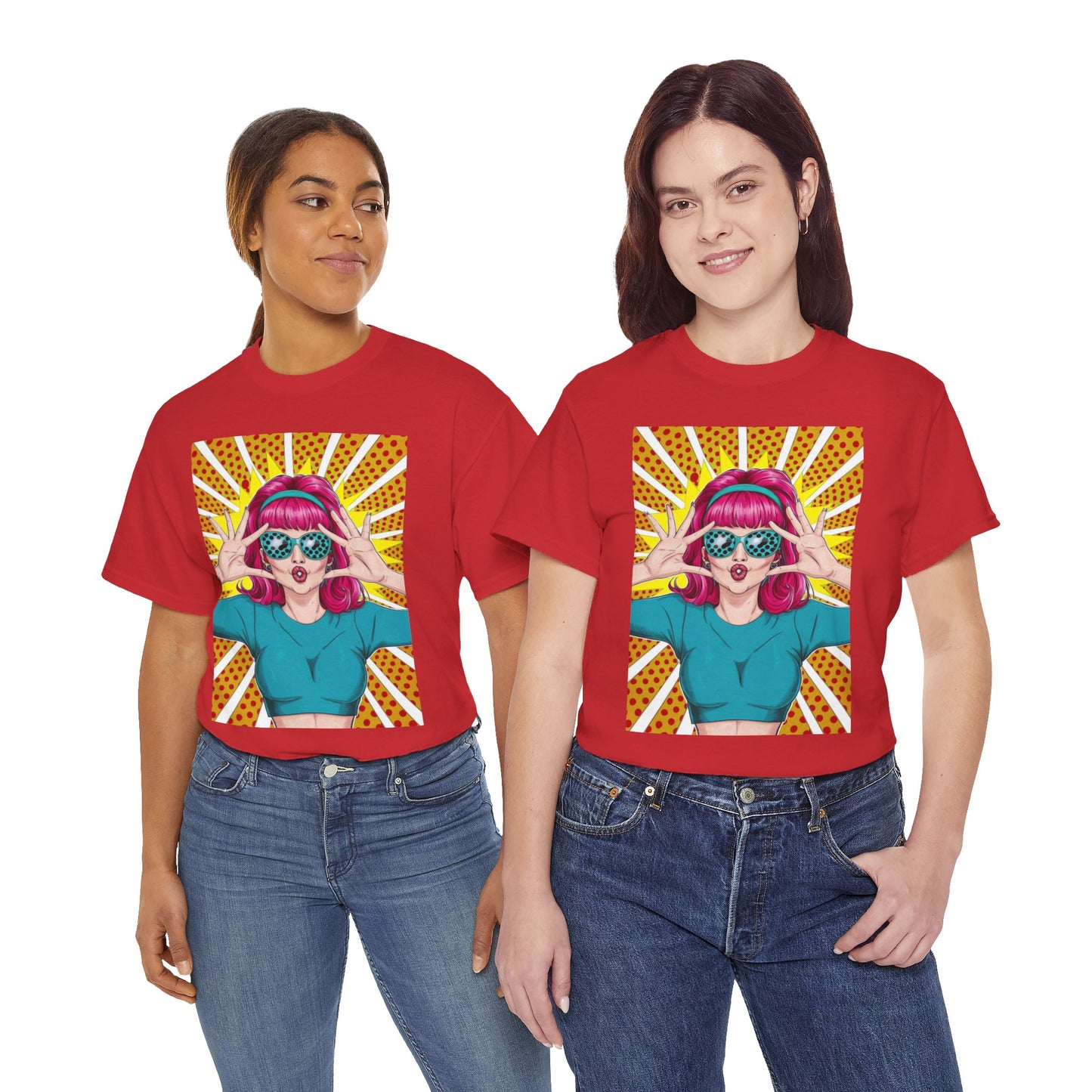Sexy Retro PopArt Girl Vibrant Colors Unisex heavy cotton Tshirt