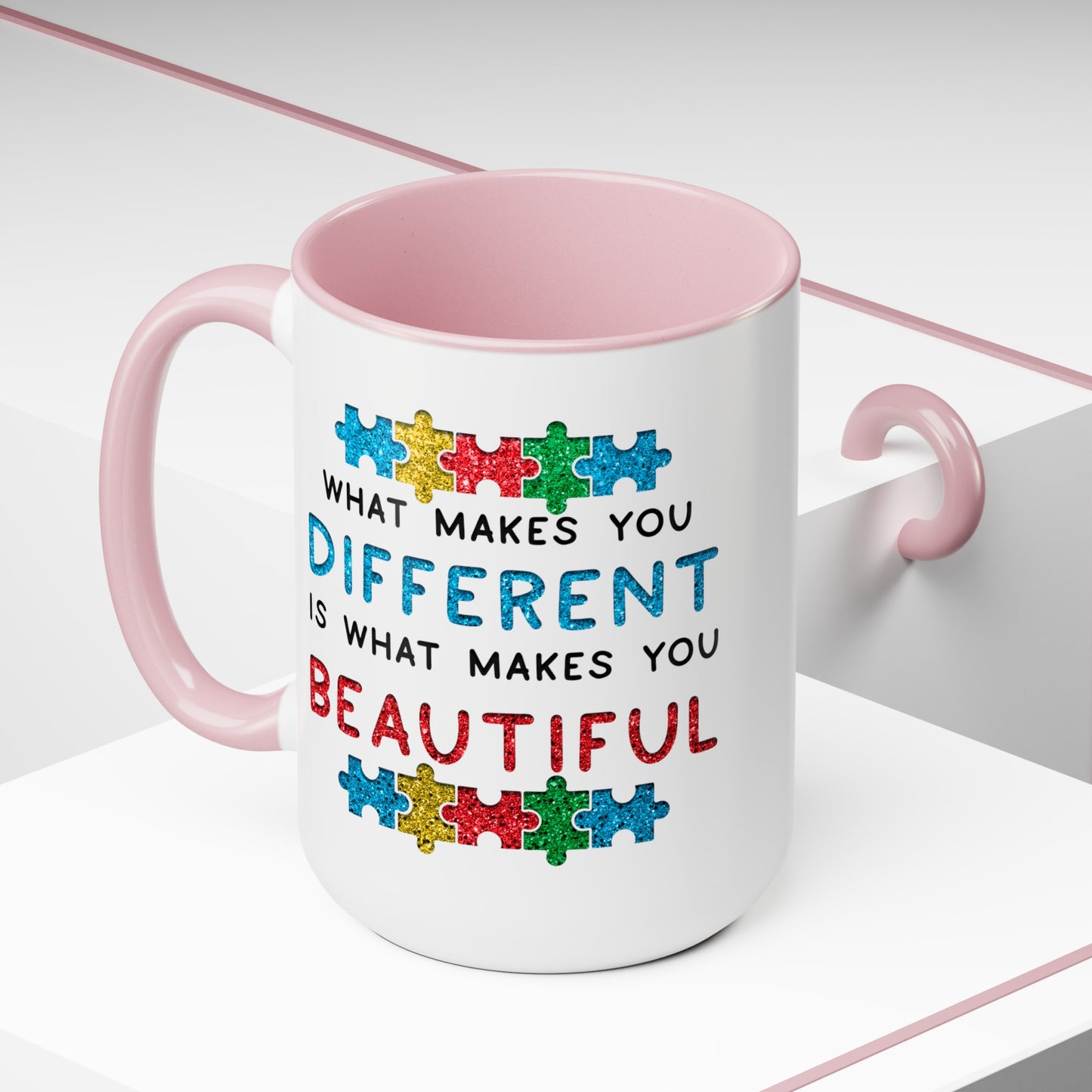 Autism WHAT MAKES YOU DIFFERENT IS WHAT MAKES YOU BEAUTIFUL T-shirt 15oz Coffee Mug