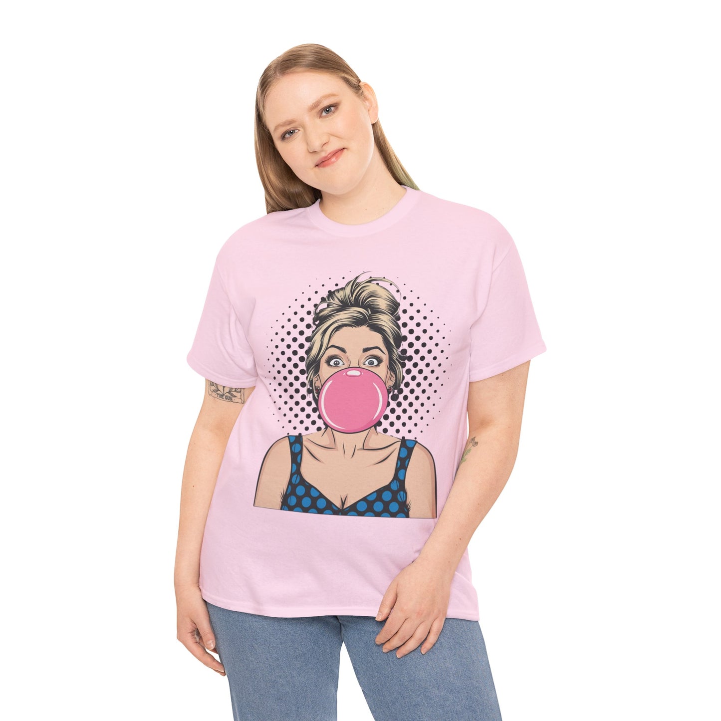 PopArt Girl Bubble Gum Bubble Tshirt unisex heavy cotton