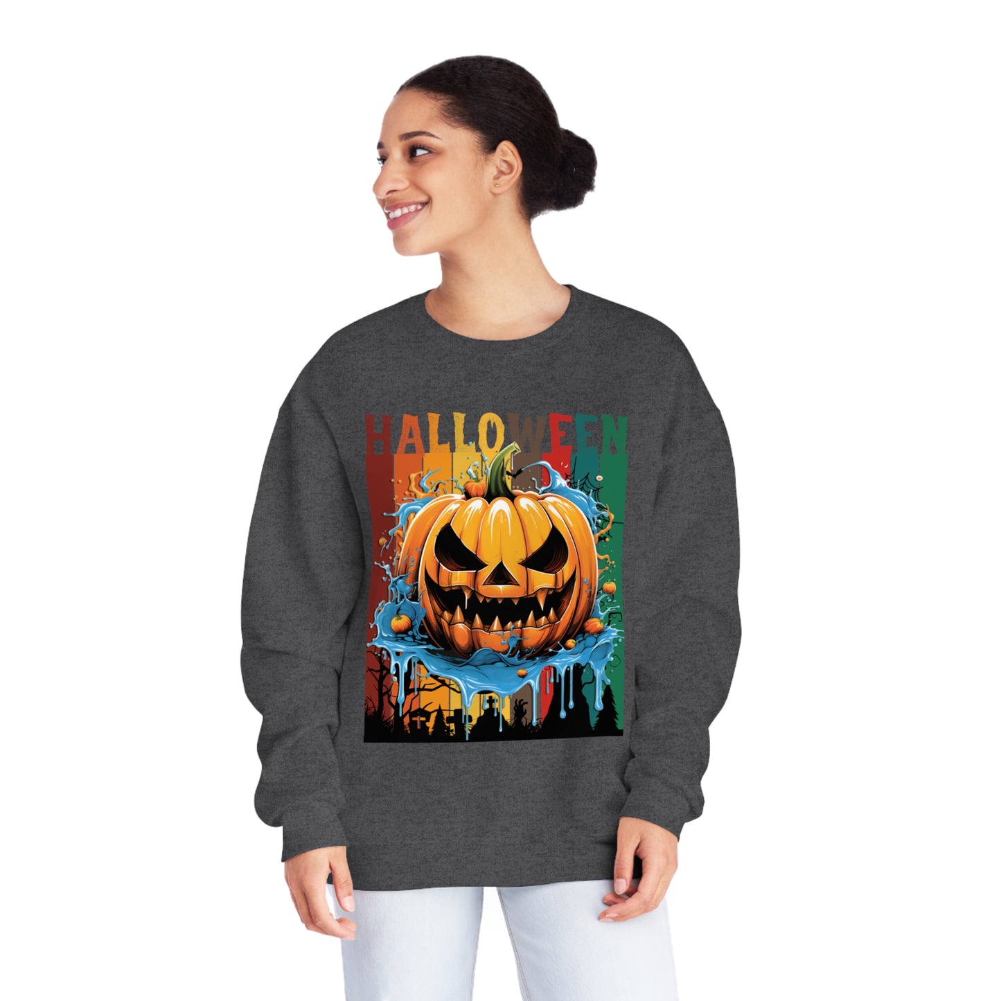 Scary Pumpkin Halloween Unisex NuBlend® Crewneck Sweatshirt