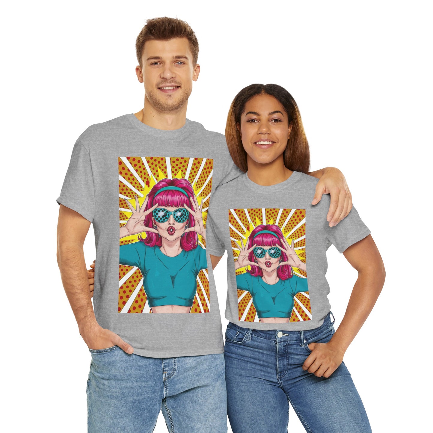 Sexy Retro PopArt Girl Vibrant Colors Unisex heavy cotton Tshirt