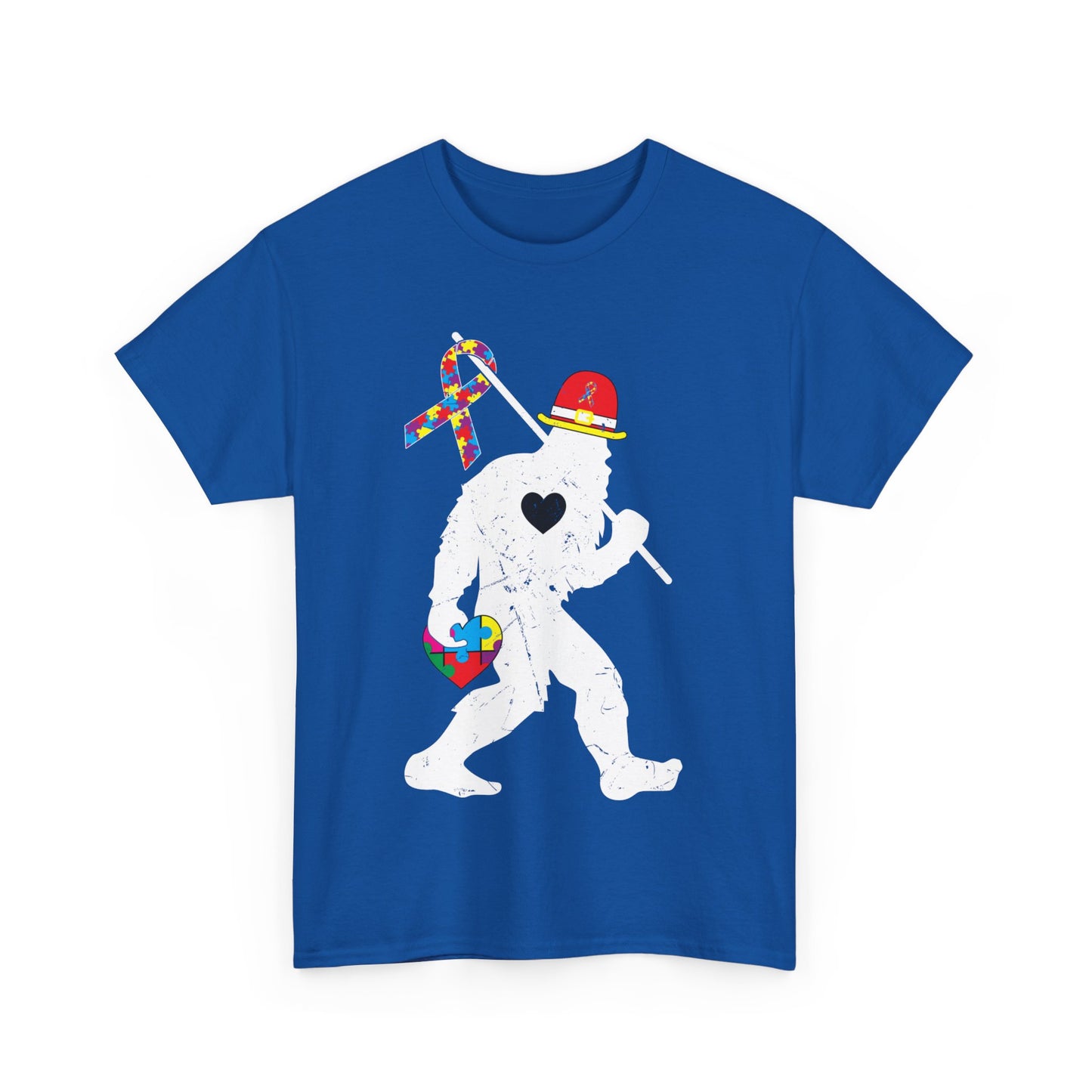 Bigfoot Heart Puzzle Piece Autism T shirt unisex heavy cotton T-shirt