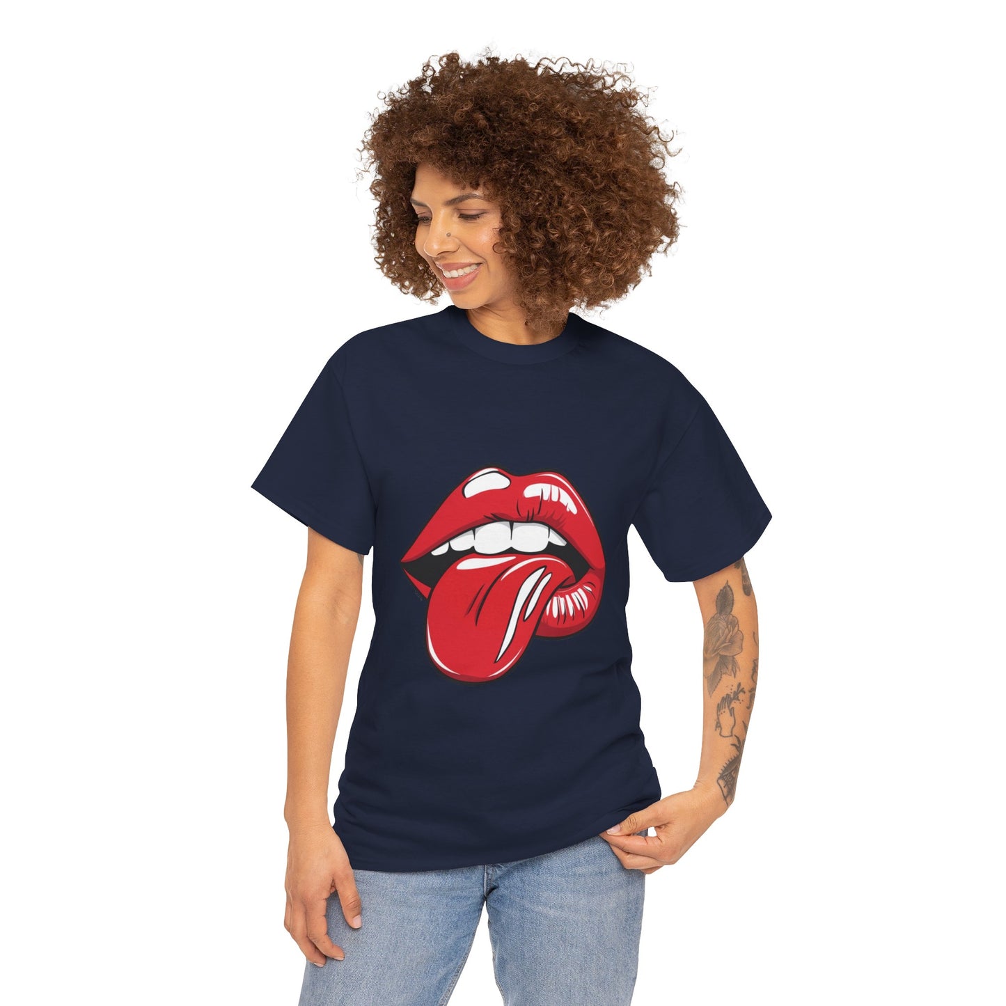Sexy Retro PopArt Red Lips and Tounge Unisex heavy cotton Tshirt