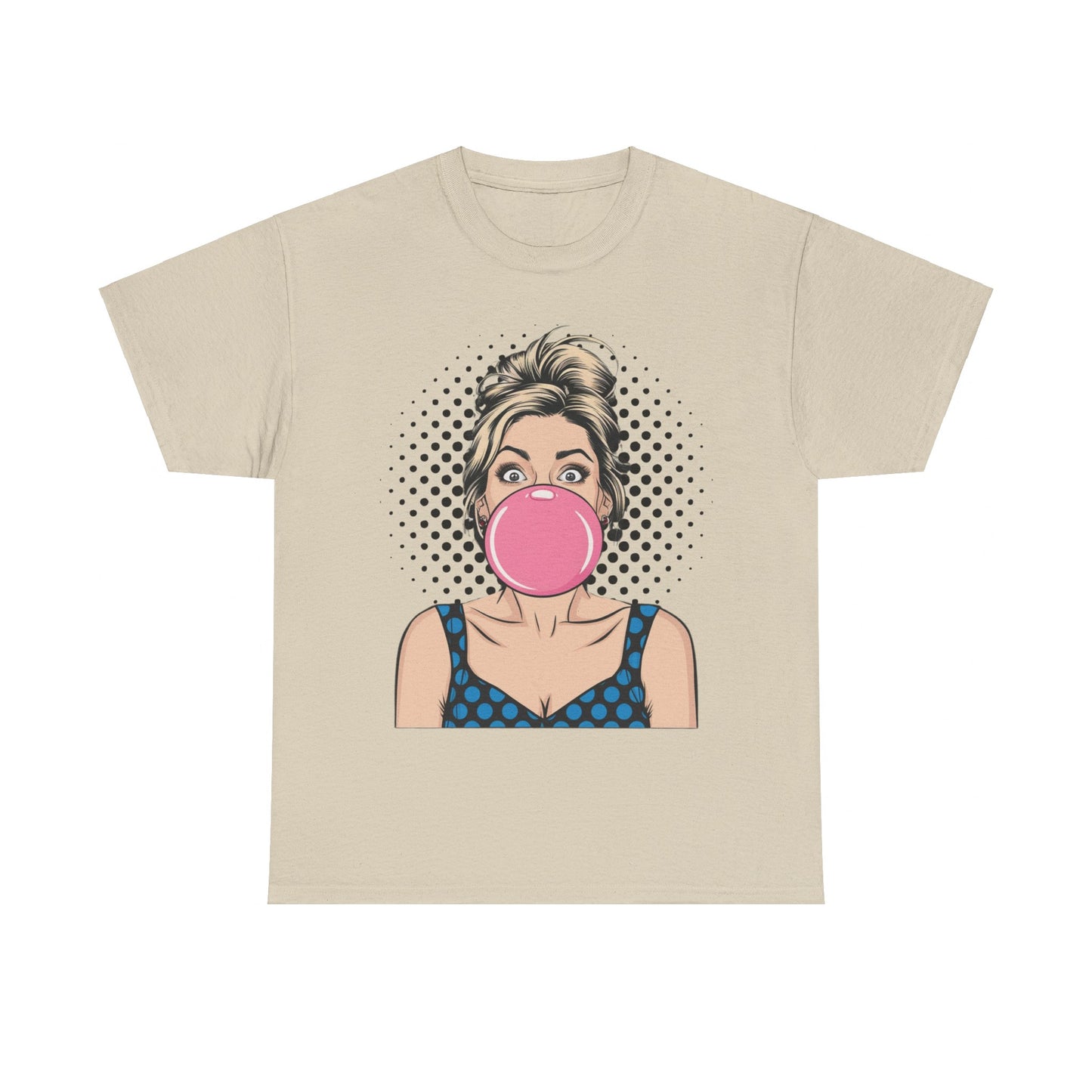 PopArt Girl Bubble Gum Bubble Tshirt unisex heavy cotton
