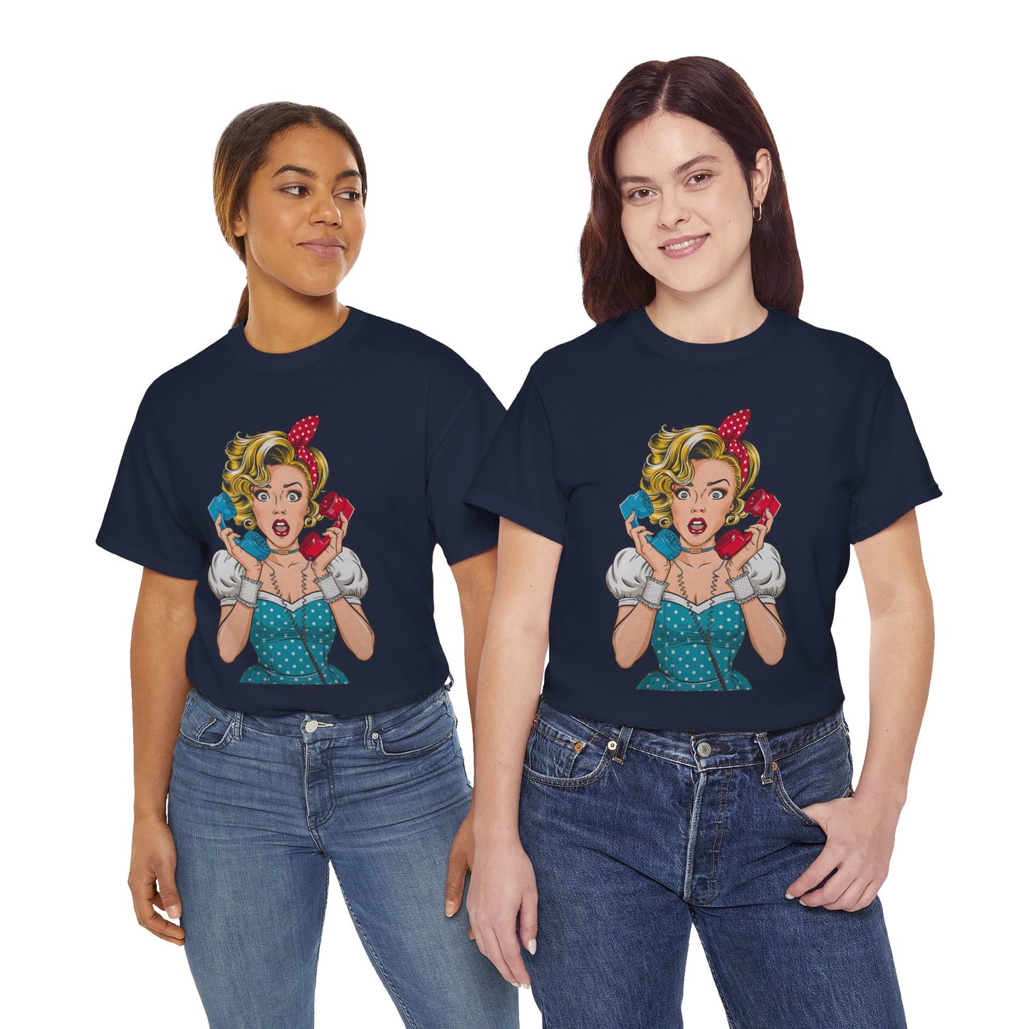 PopArt Girl on the Phone  Tshirt unisex heavy cotton
