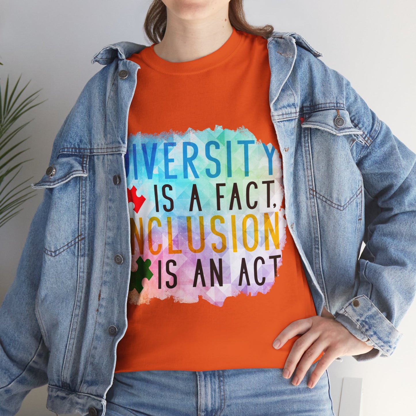 Autism Diversity is a Fact, Inclusion is an Act T-shirt Unisex Heavy Cotton