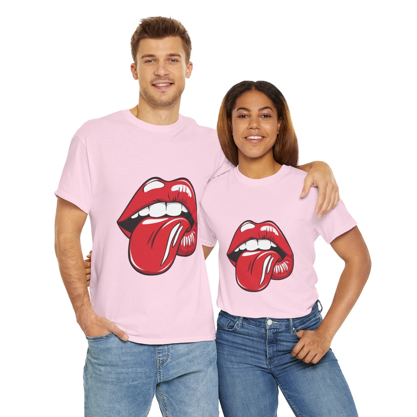 Sexy Retro PopArt Red Lips and Tounge Unisex heavy cotton Tshirt