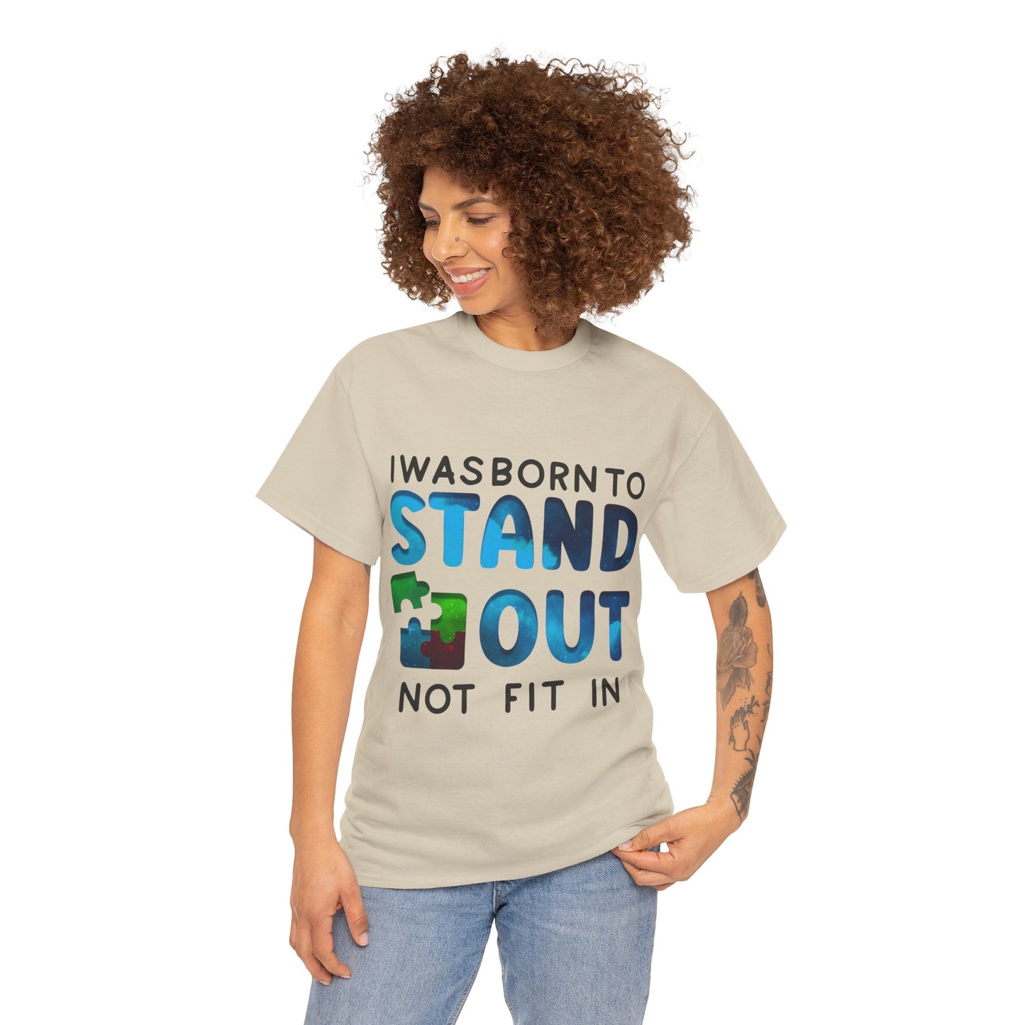 Autism I was Born To Stand Out T-shirt Unisex Heavy Cotton