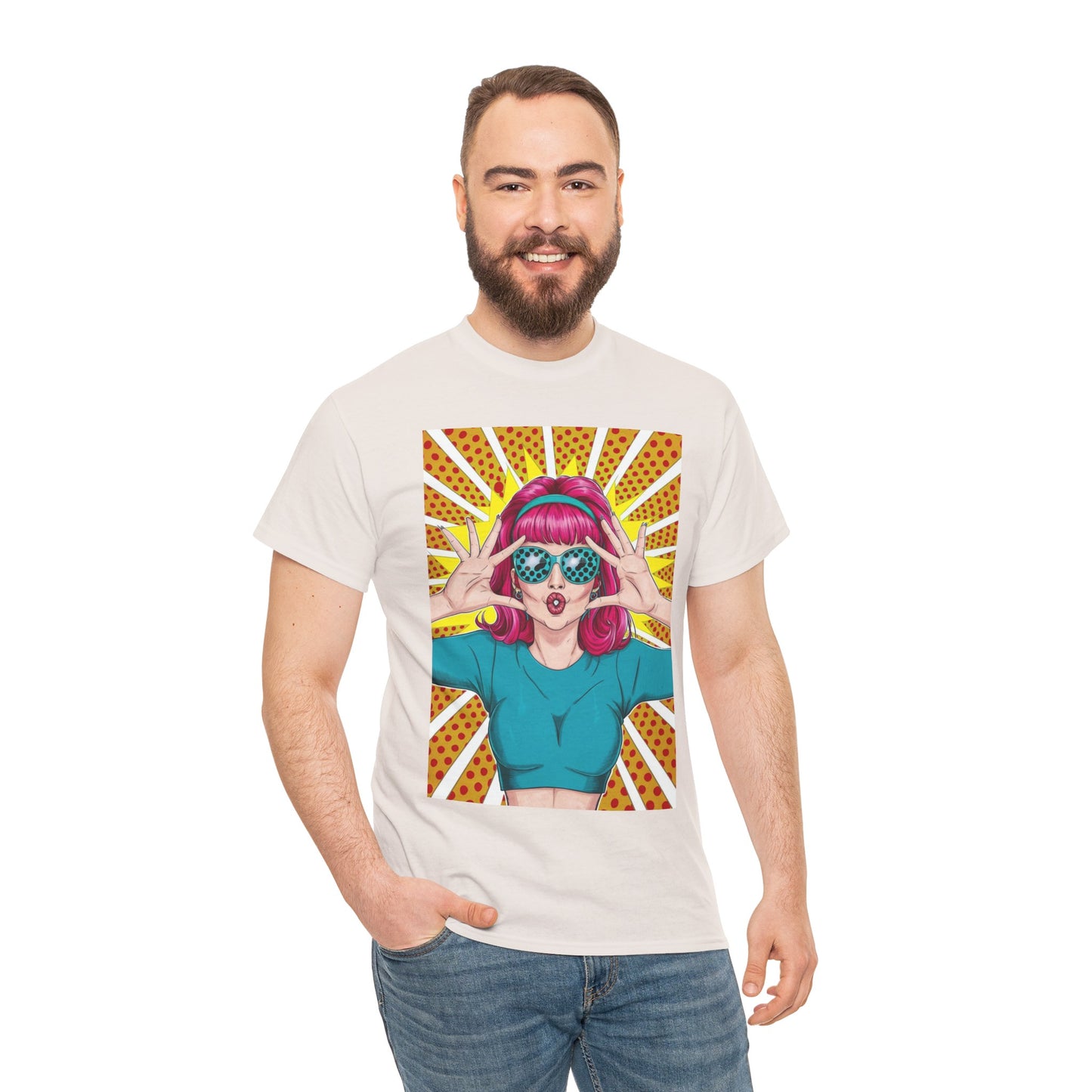 Sexy Retro PopArt Girl Vibrant Colors Unisex heavy cotton Tshirt