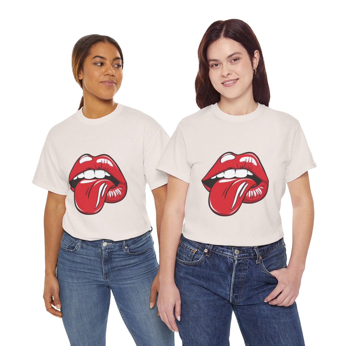Sexy Retro PopArt Red Lips and Tounge Unisex heavy cotton Tshirt