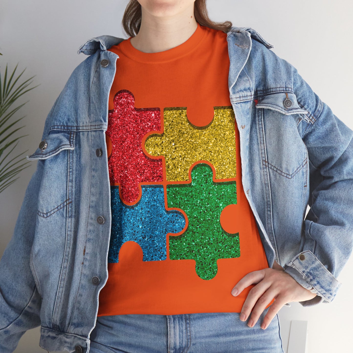 Autism Puzzle Pieces T-shirt Unisex Heavy Cotton