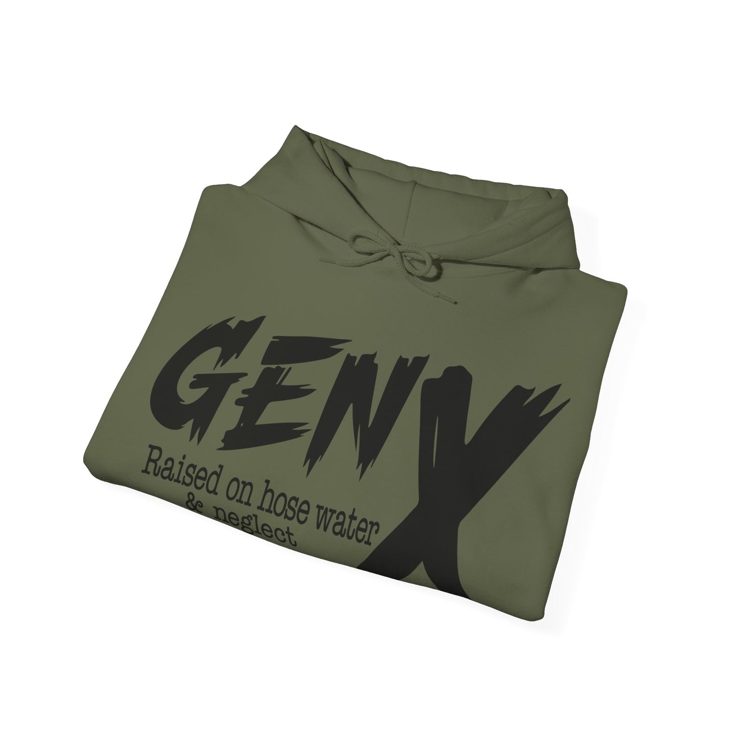 Gen X Raised on Hose Water & Neglect Front & Back Unisex Heavy Blend™ Hooded Sweatshirt