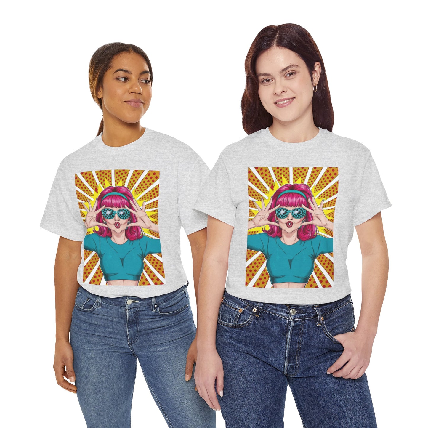 Sexy Retro PopArt Girl Vibrant Colors Unisex heavy cotton Tshirt