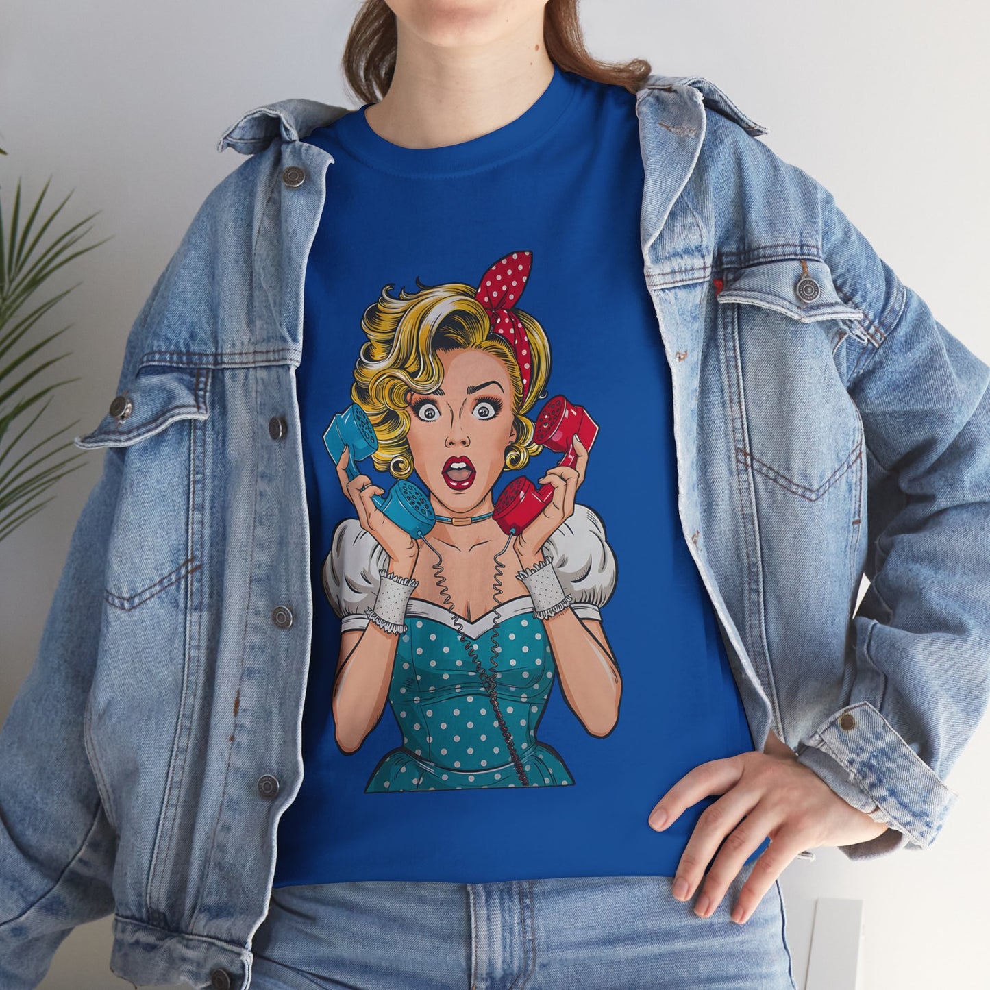 PopArt Girl on the Phone  Tshirt unisex heavy cotton