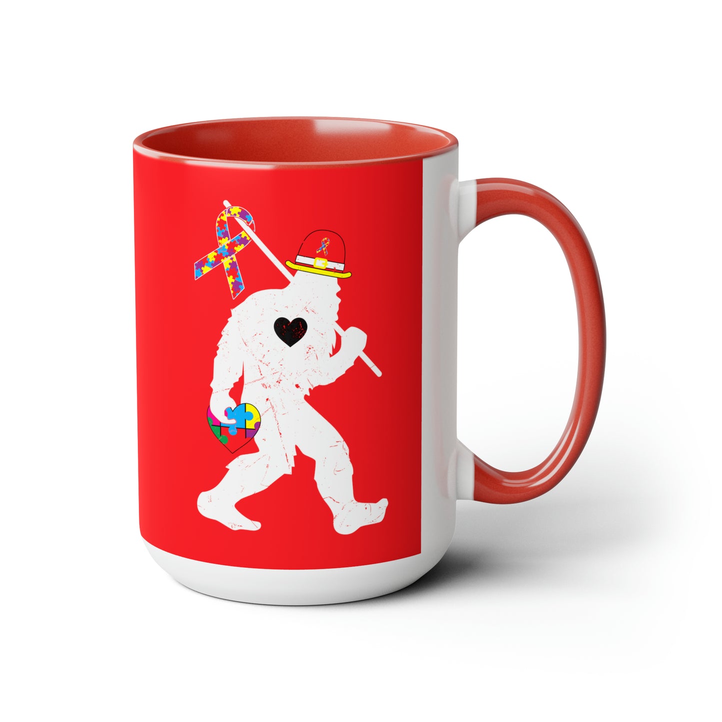 Bigfoot Heart Puzzle Piece Autism - 11oz Mug