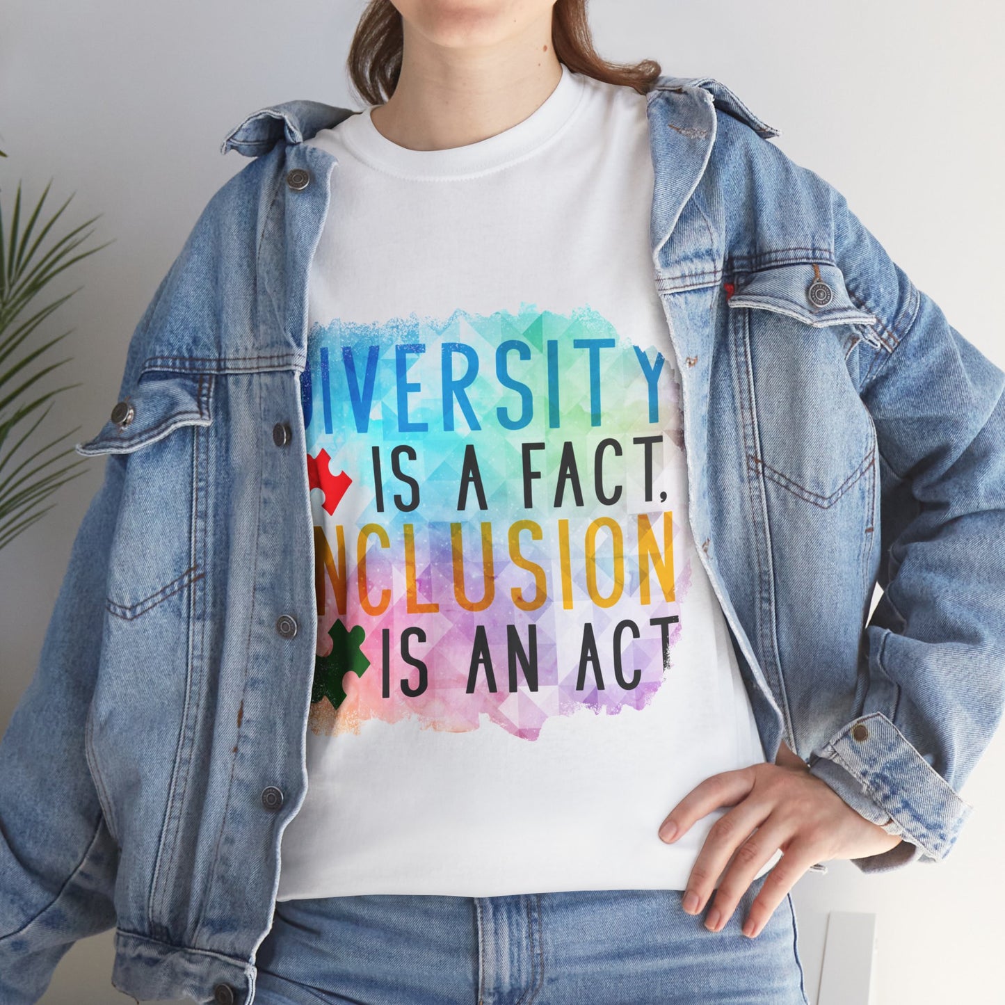 Autism Diversity is a Fact, Inclusion is an Act T-shirt Unisex Heavy Cotton