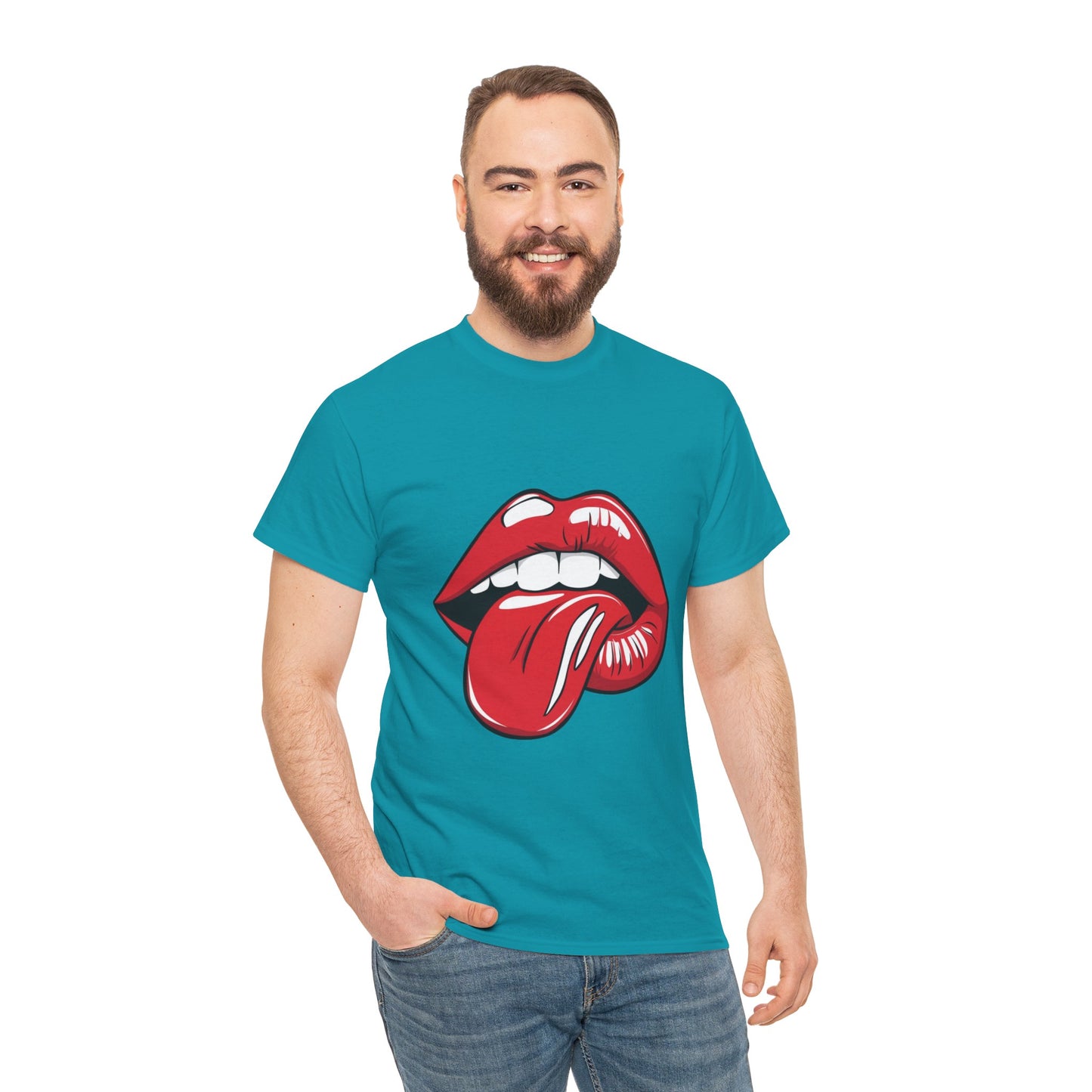 Sexy Retro PopArt Red Lips and Tounge Unisex heavy cotton Tshirt