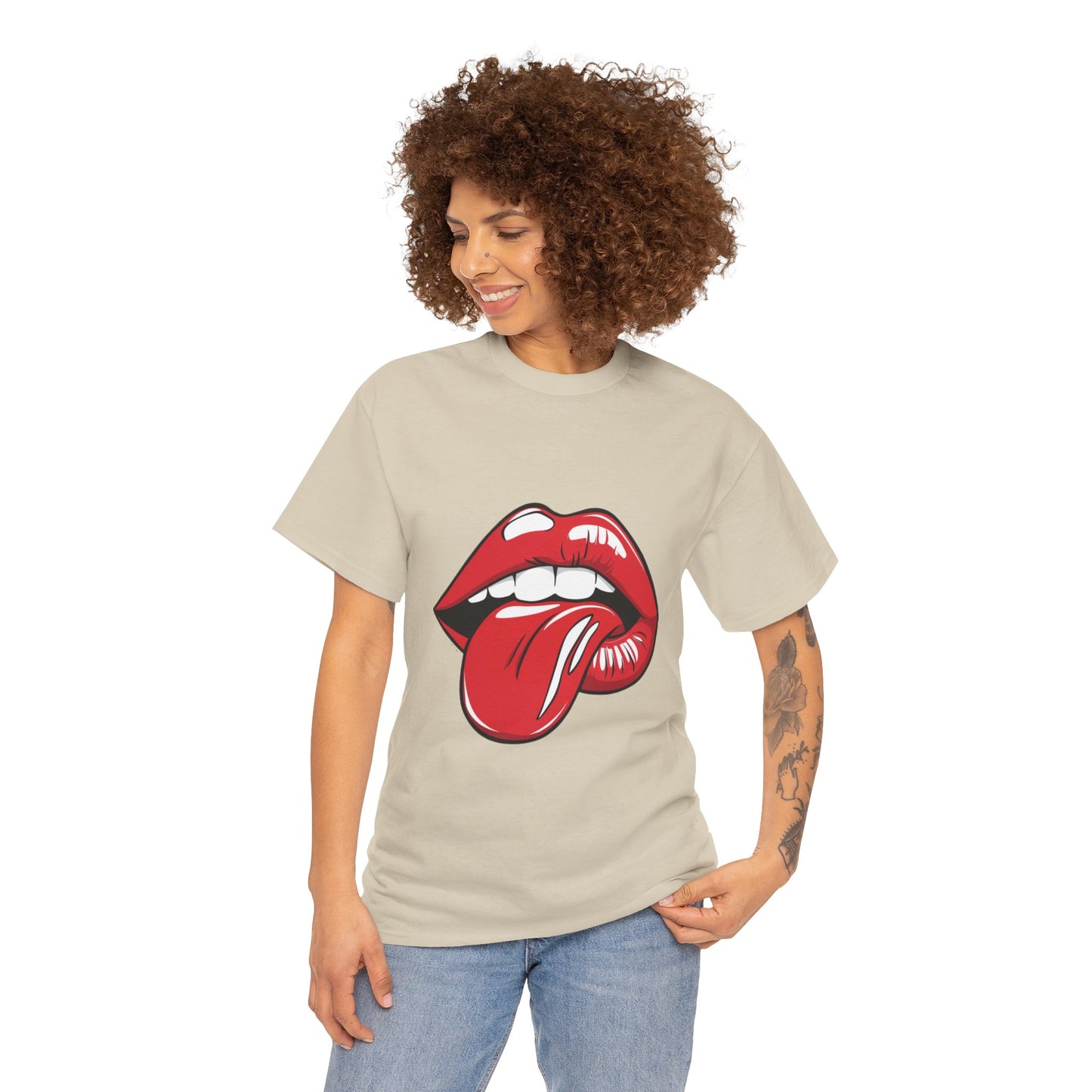Sexy Retro PopArt Red Lips and Tounge Unisex heavy cotton Tshirt