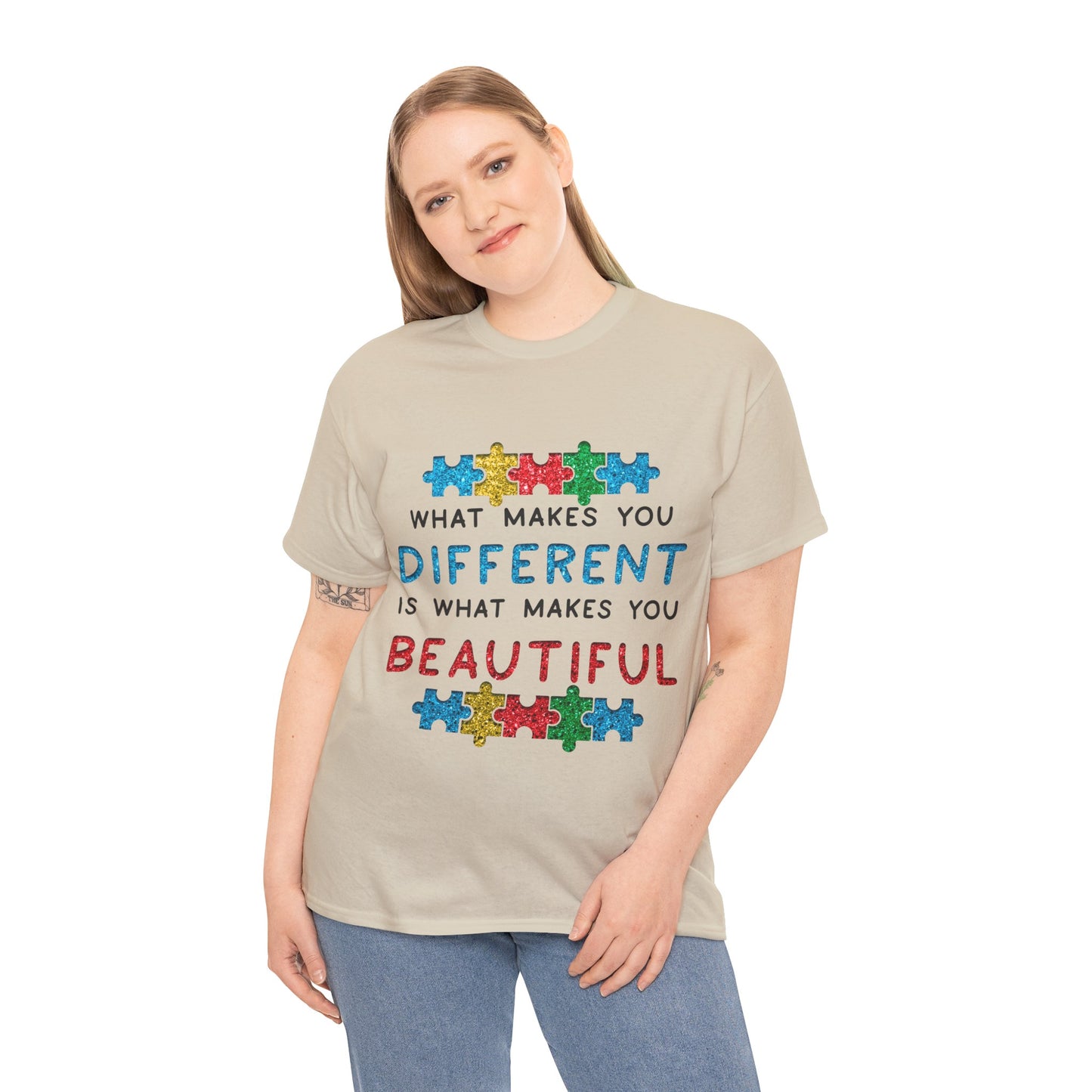 Autism WHAT MAKES YOU DIFFERENT IS WHAT MAKES YOU BEAUTIFUL T-shirt Unisex Heavy Cotton