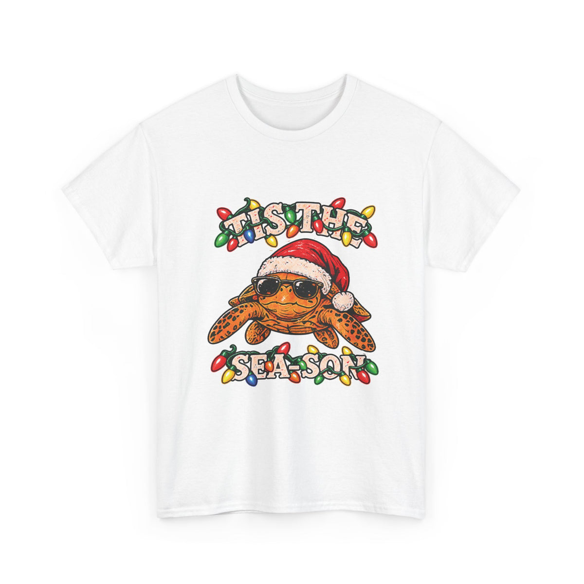 Tis the Sea-Son Christmas Sea Turtle T-Shirt – Coastal Holiday Tee