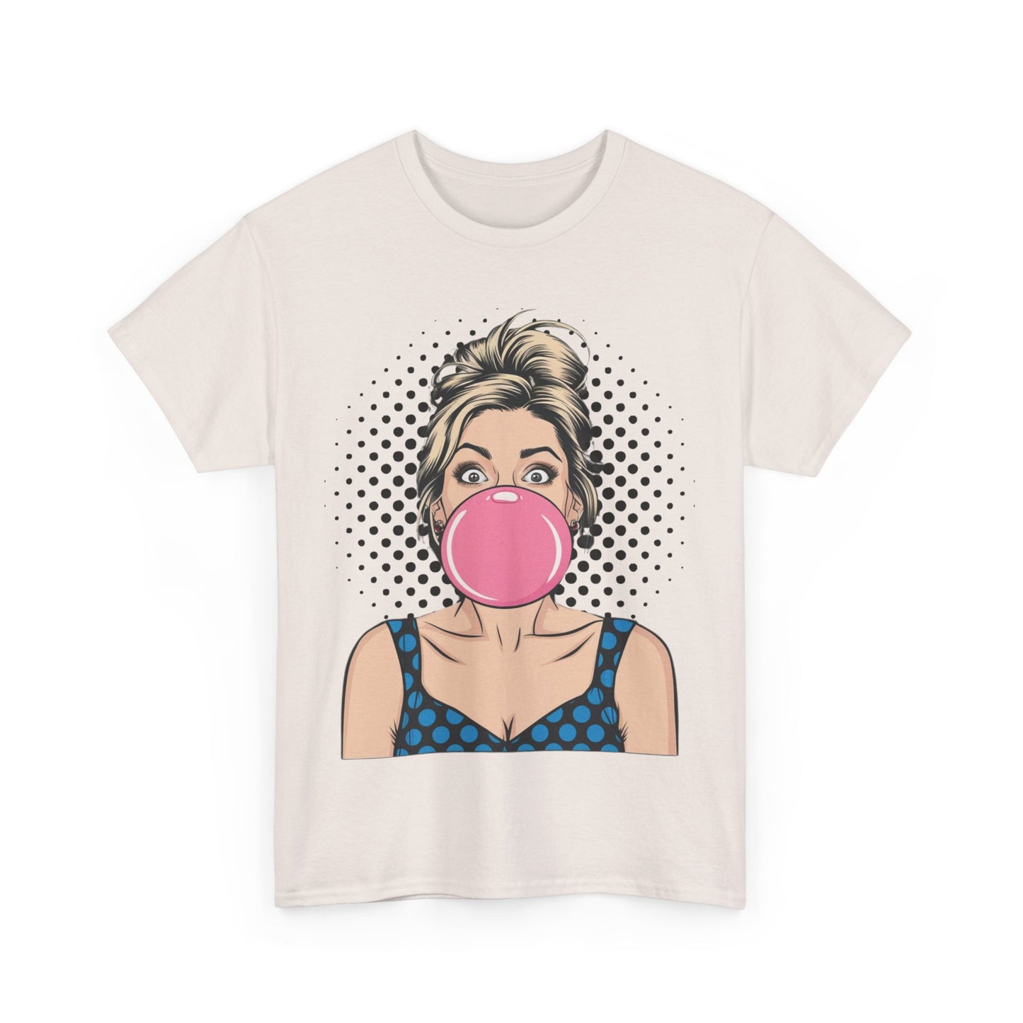 PopArt Girl Bubble Gum Bubble Tshirt unisex heavy cotton