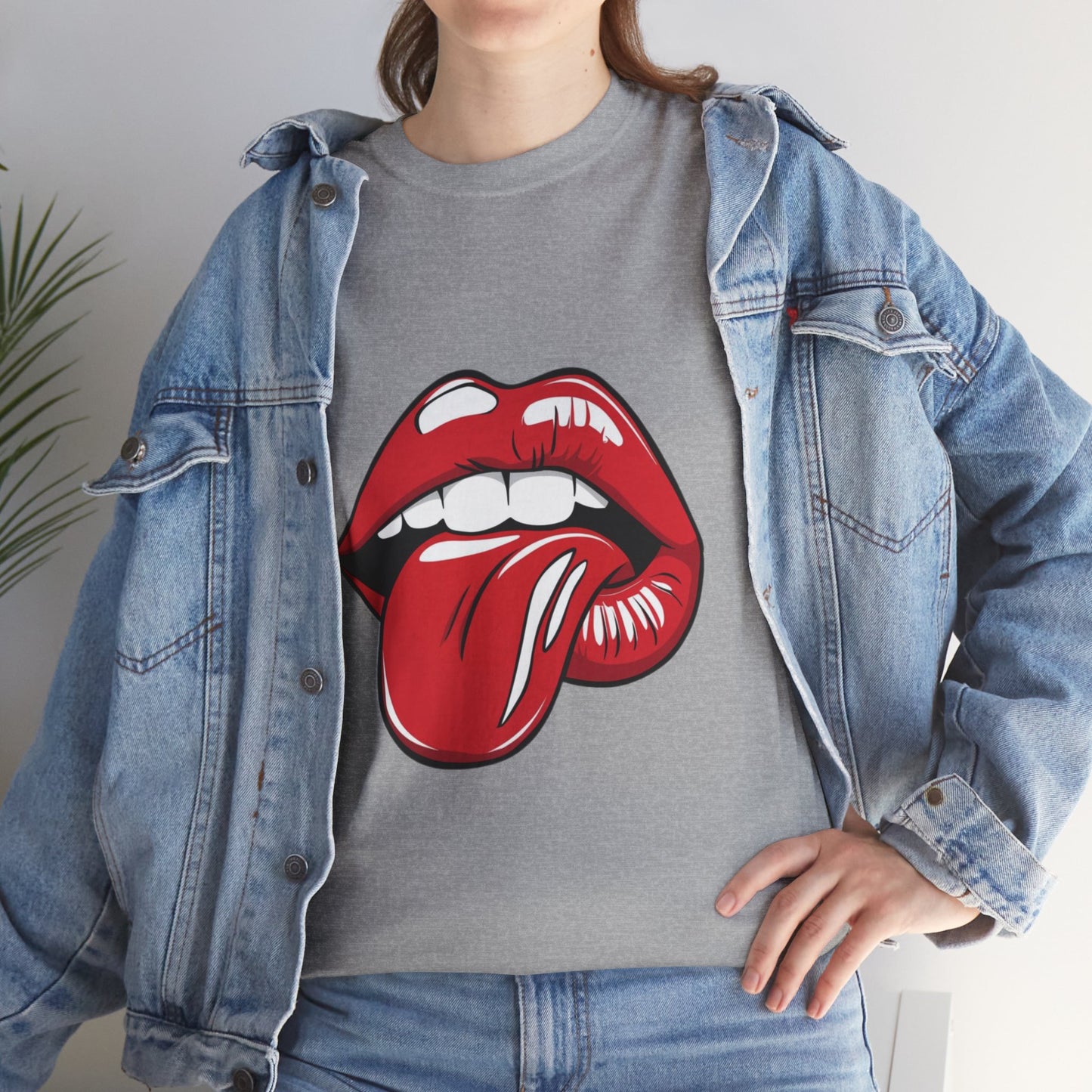 Sexy Retro PopArt Red Lips and Tounge Unisex heavy cotton Tshirt