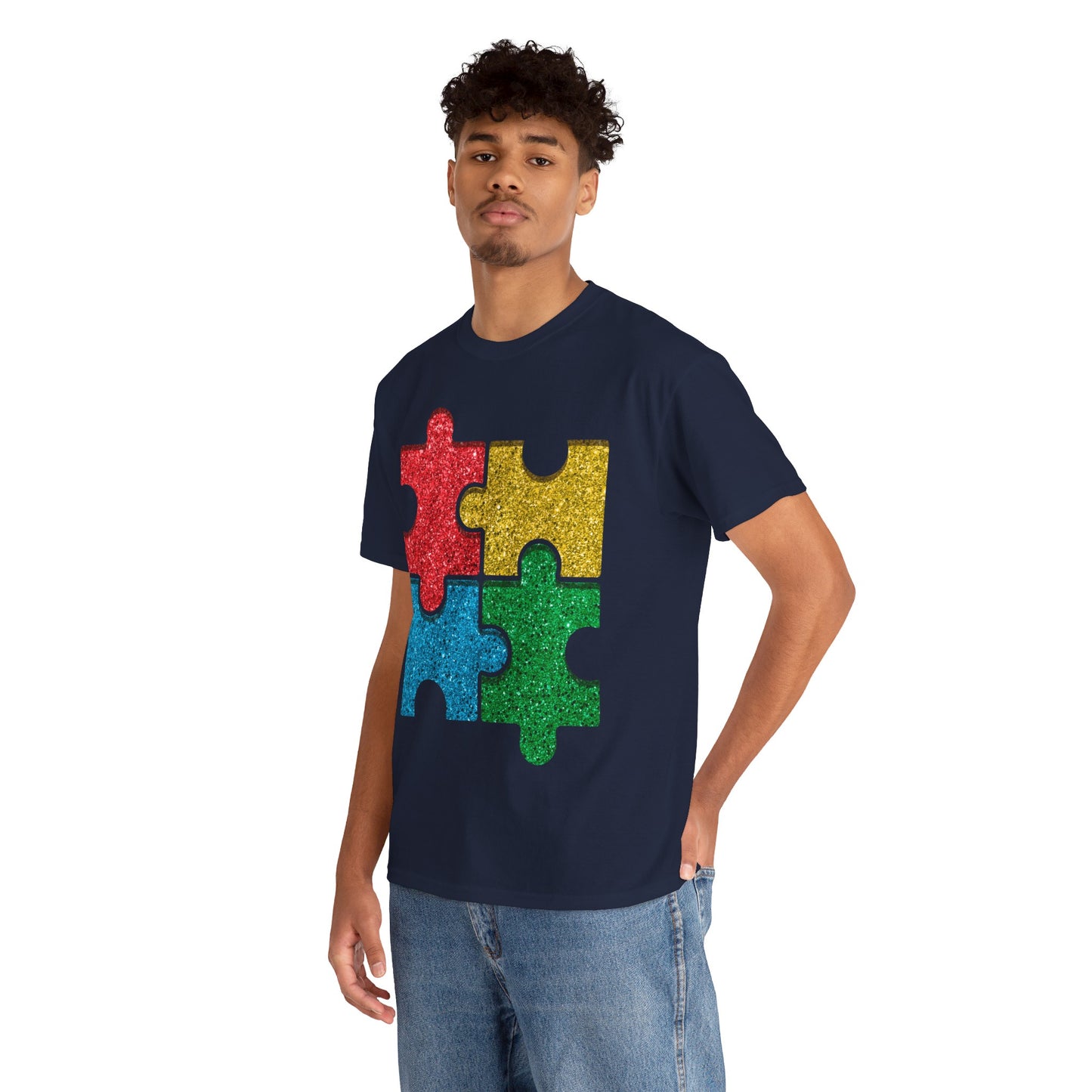 Autism Puzzle Pieces T-shirt Unisex Heavy Cotton