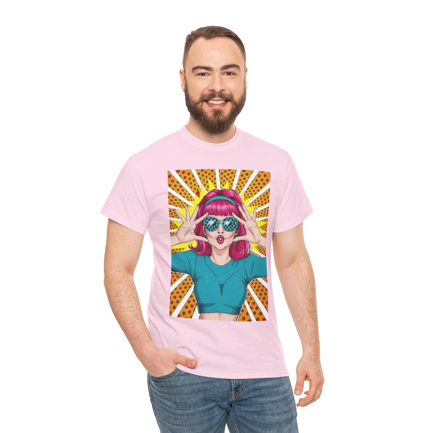 Sexy Retro PopArt Girl Vibrant Colors Unisex heavy cotton Tshirt