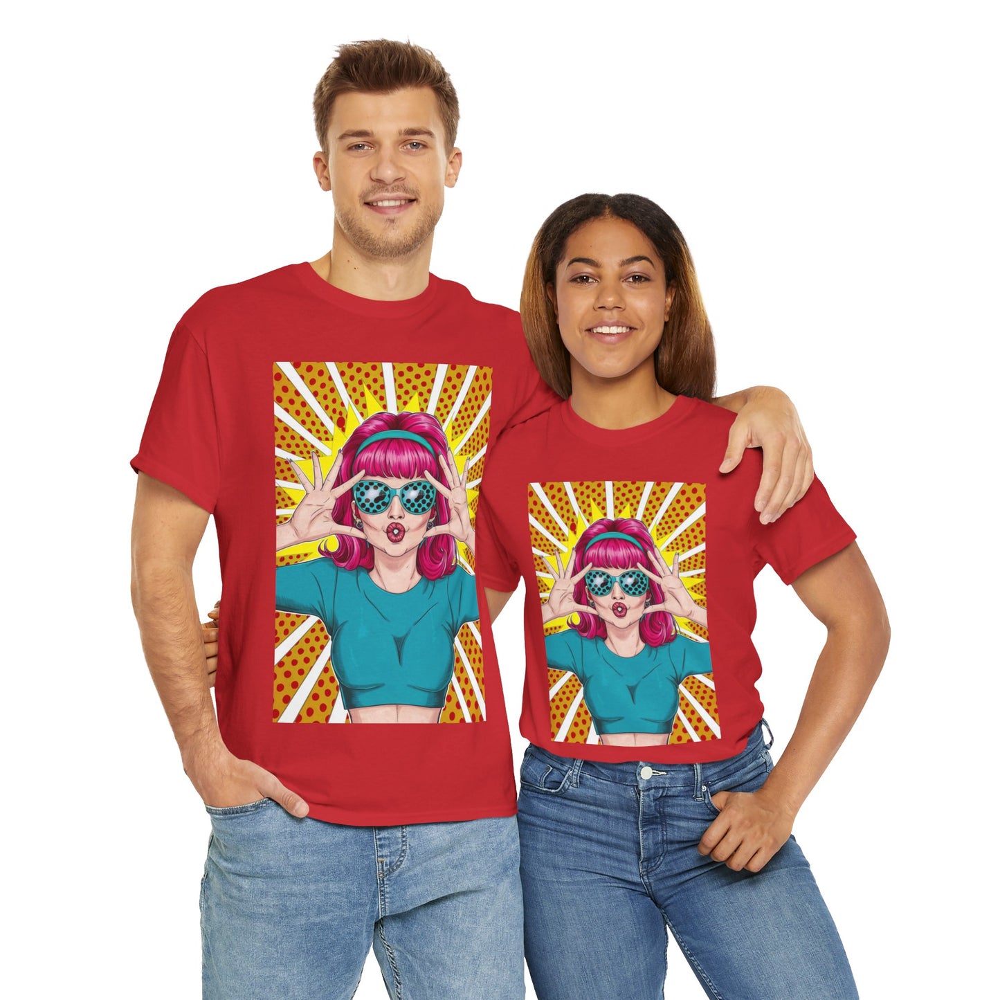 Sexy Retro PopArt Girl Vibrant Colors Unisex heavy cotton Tshirt