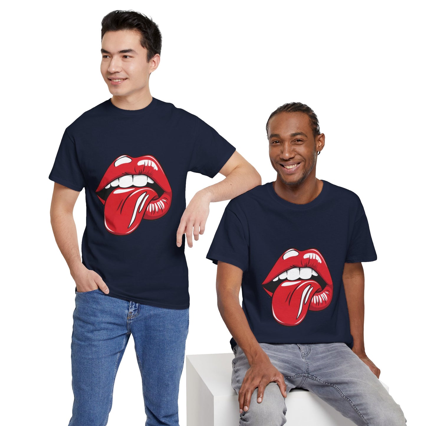 Sexy Retro PopArt Red Lips and Tounge Unisex heavy cotton Tshirt