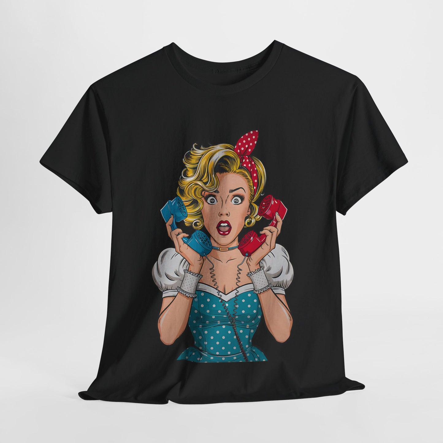 PopArt Girl on the Phone  Tshirt unisex heavy cotton