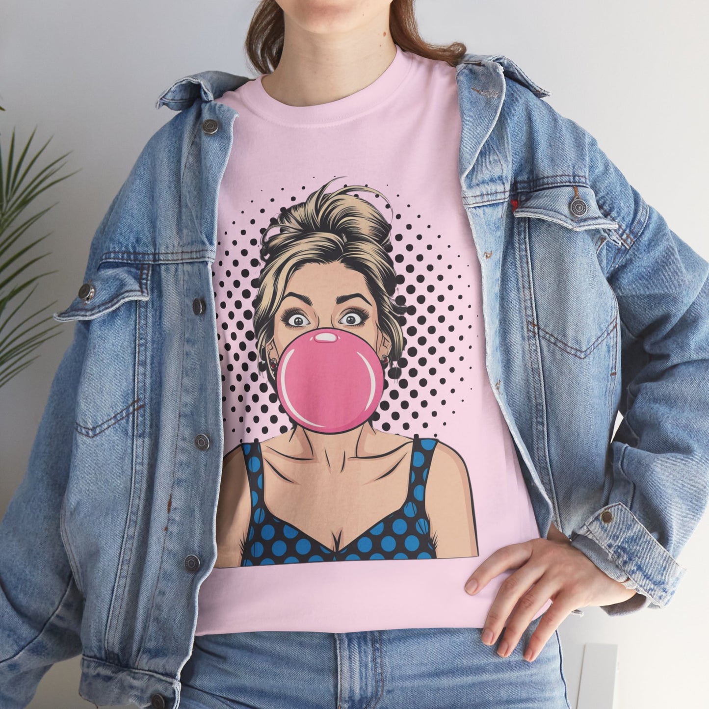 PopArt Girl Bubble Gum Bubble Tshirt unisex heavy cotton