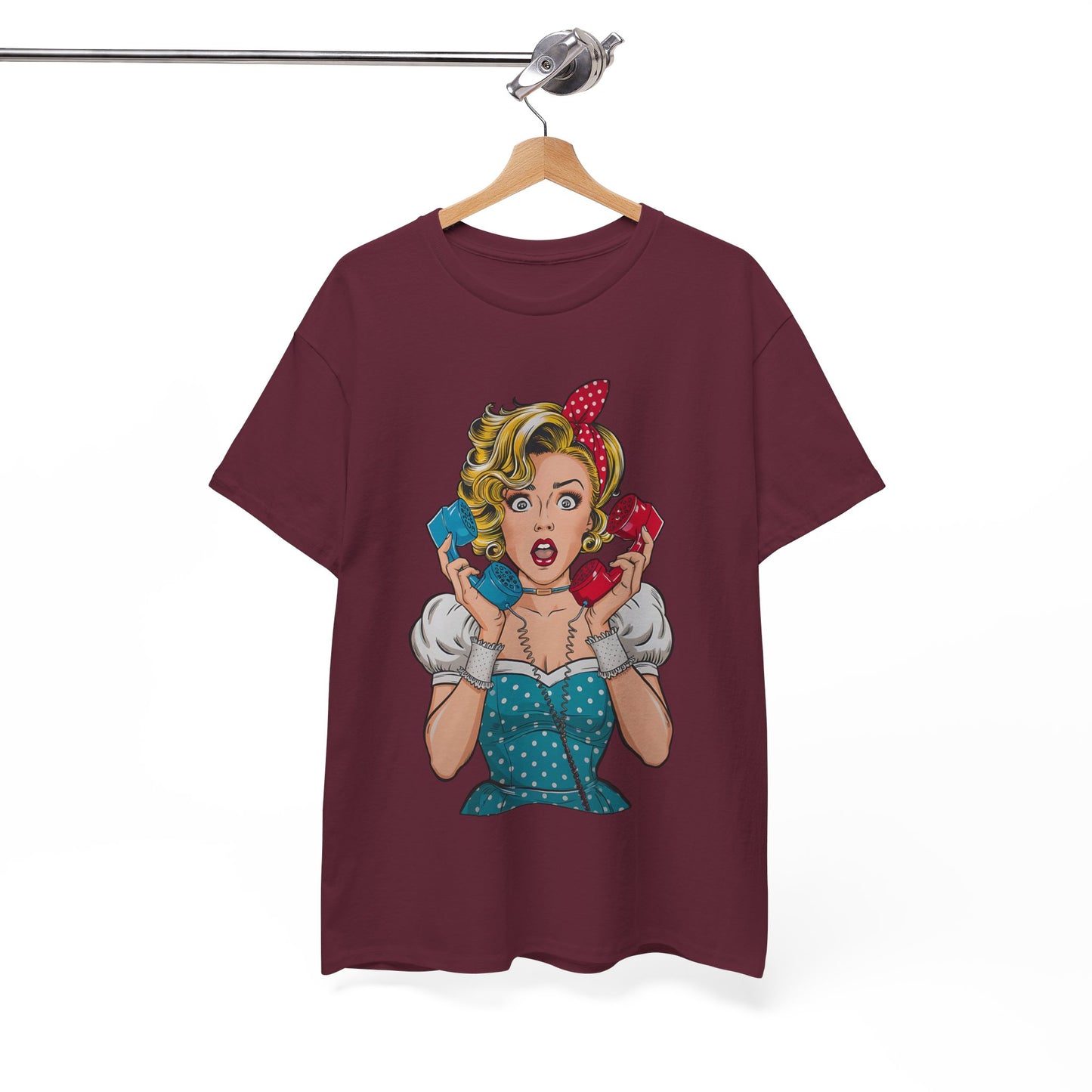 PopArt Girl on the Phone  Tshirt unisex heavy cotton