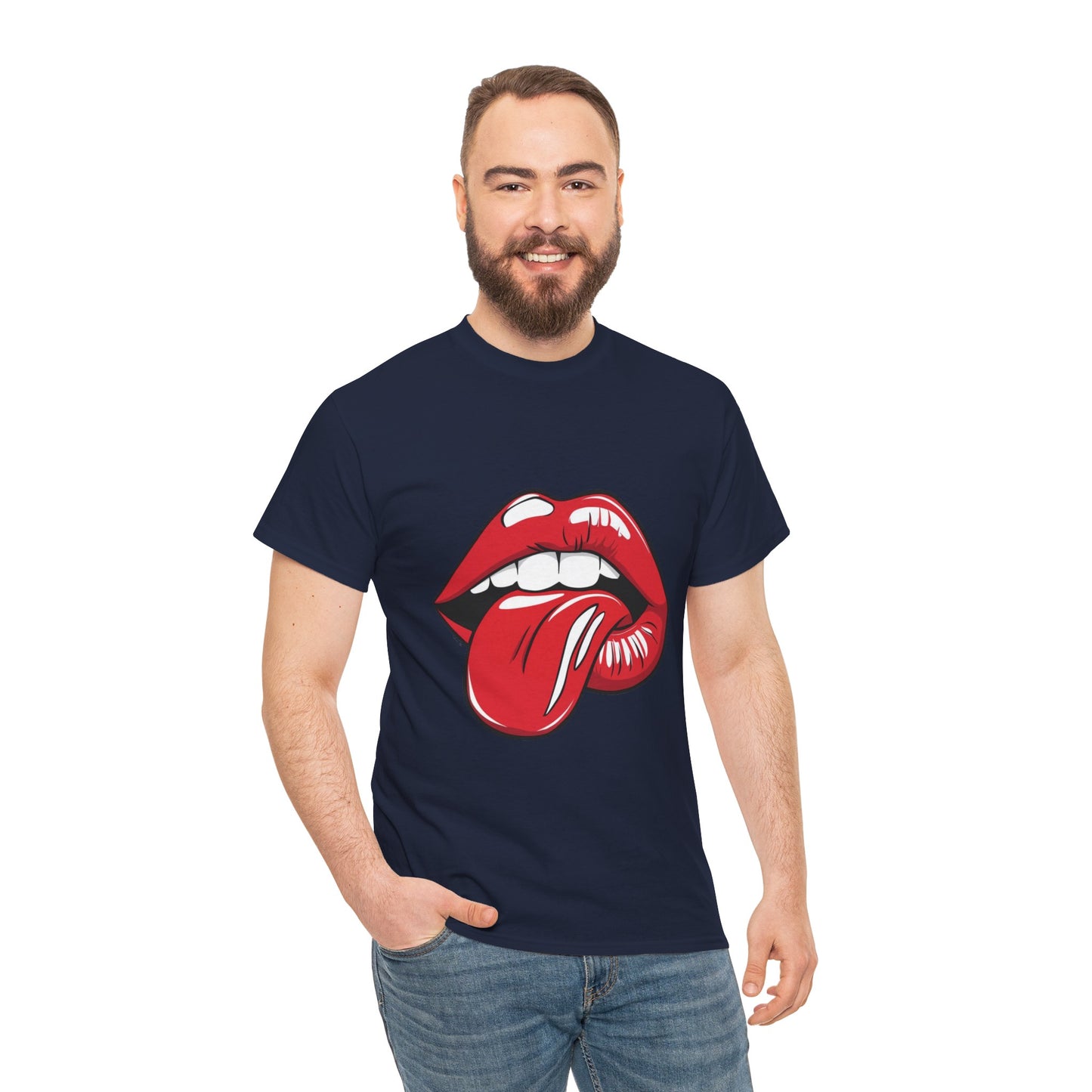 Sexy Retro PopArt Red Lips and Tounge Unisex heavy cotton Tshirt