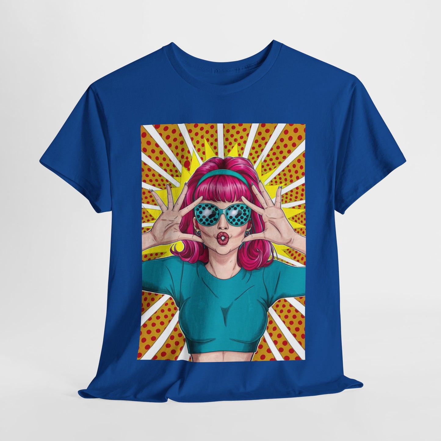 Sexy Retro PopArt Girl Vibrant Colors Unisex heavy cotton Tshirt