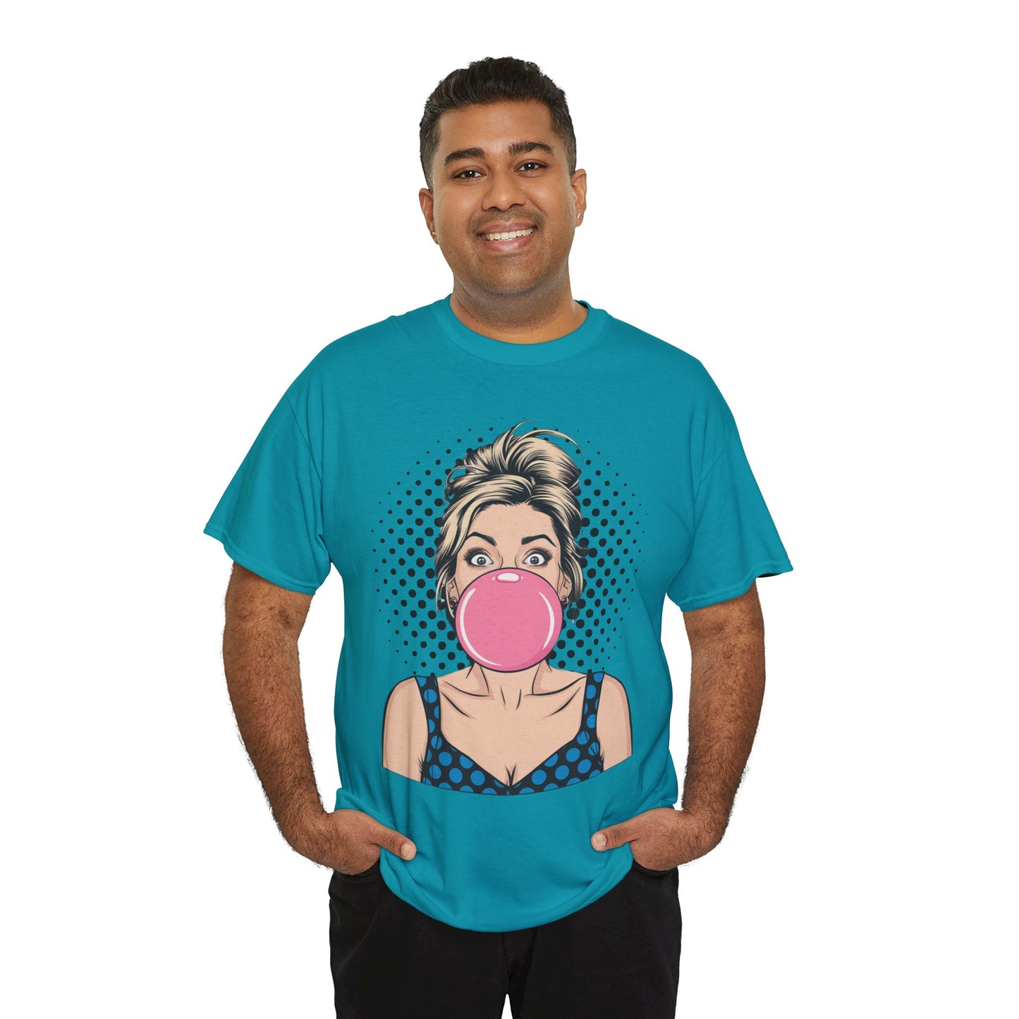 PopArt Girl Bubble Gum Bubble Tshirt unisex heavy cotton